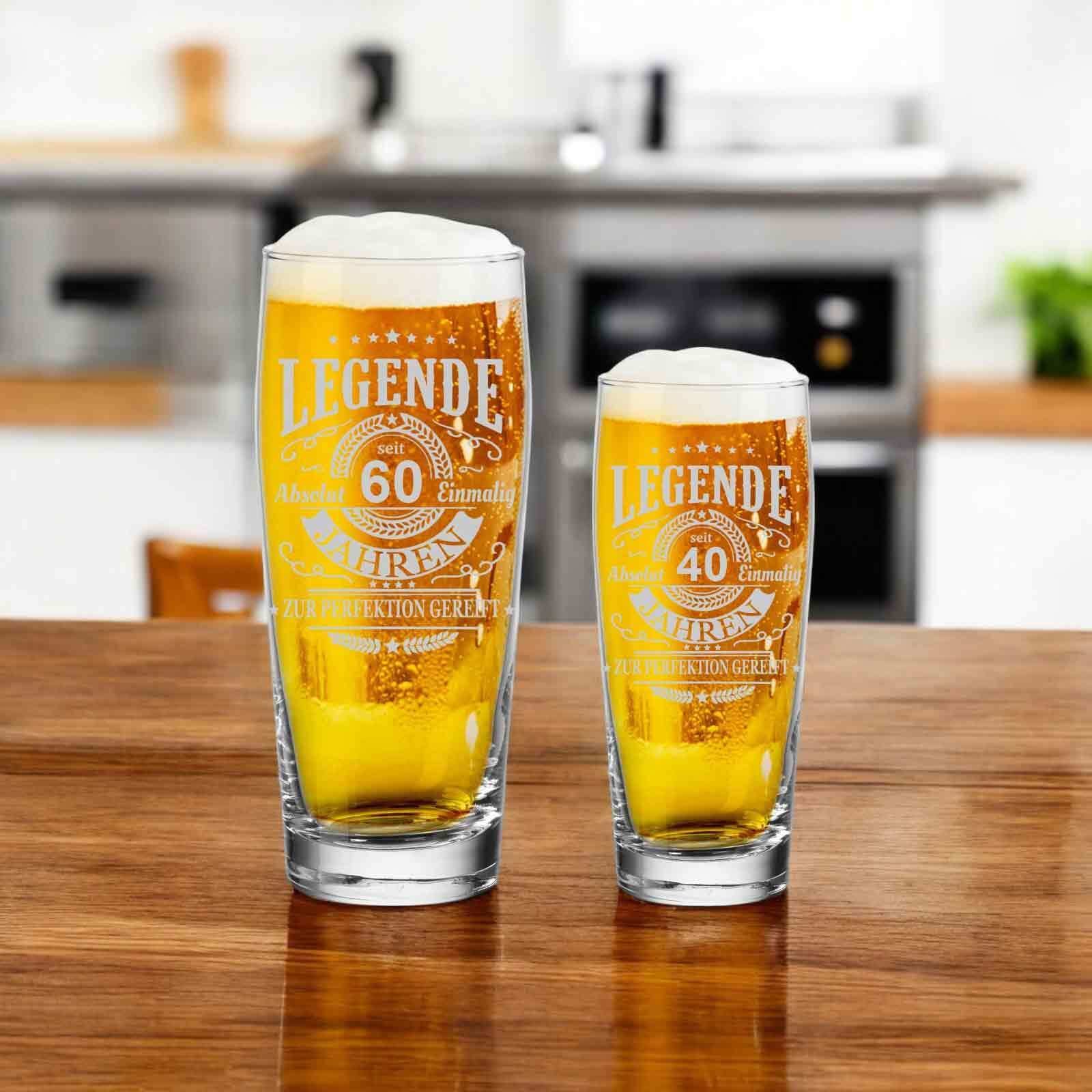LUXENTU Bierglas »Willi Becher Bierglas mit Gravur Legende seit 20 Jahren 0,5 l transparent«