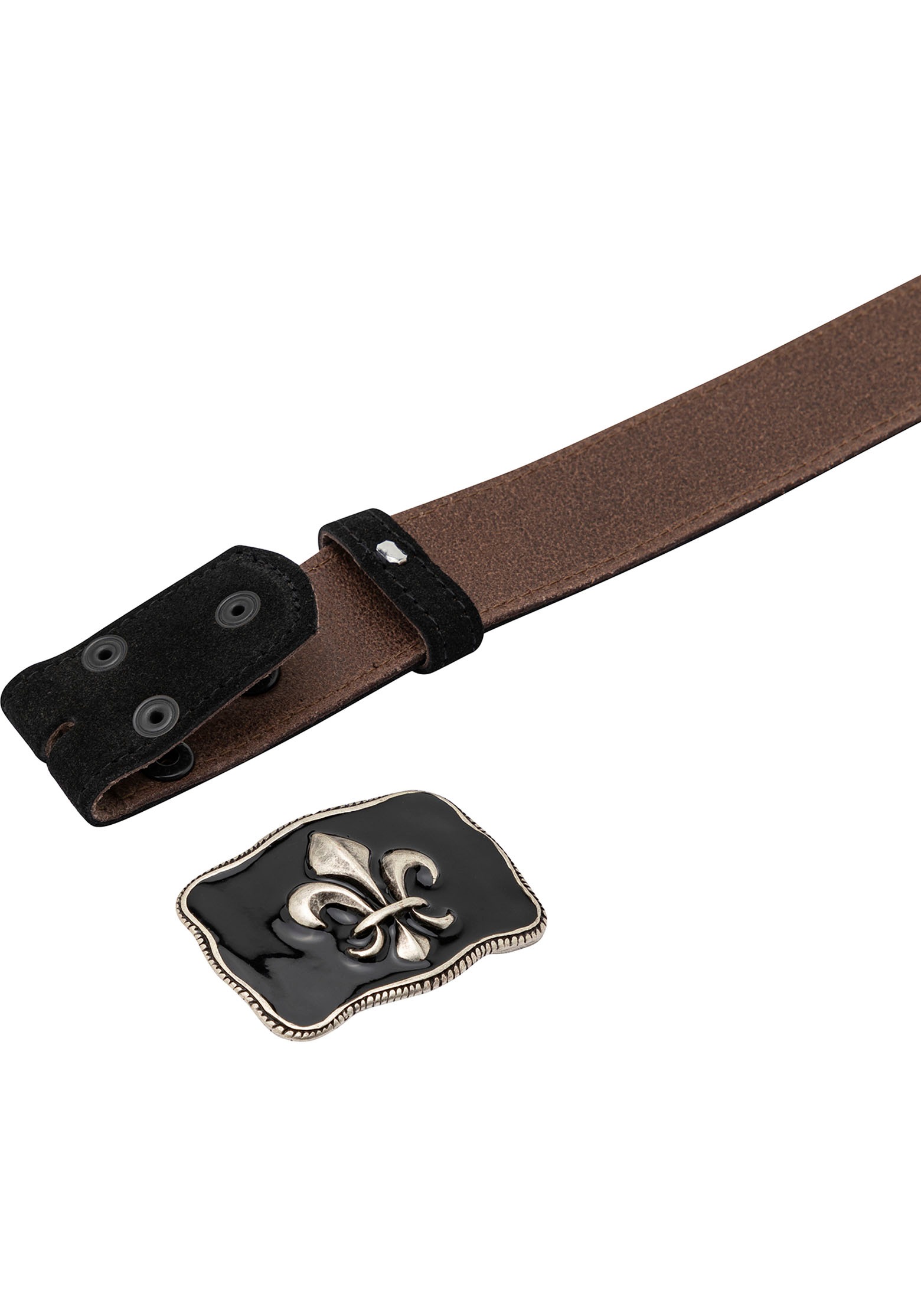 Rettungsring Gürtel Ledergürtel mit austauschbarer Schließe »Lilie Silber Schwarz«