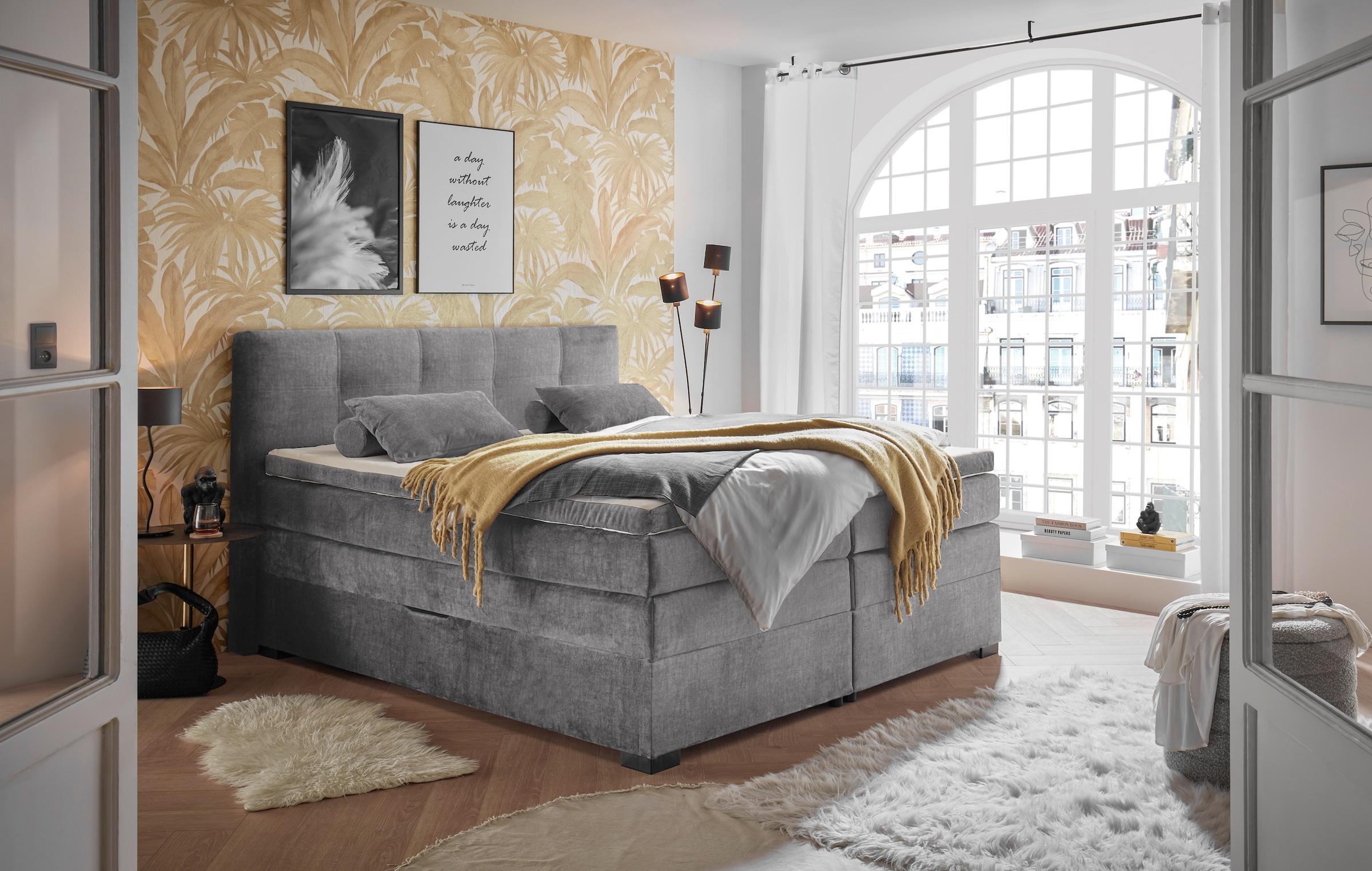 ED EXCITING DESIGN Boxspringbett »Fanes mit Komforteinstiegshöhe«, erhältlich in 180x200cm, inkl....