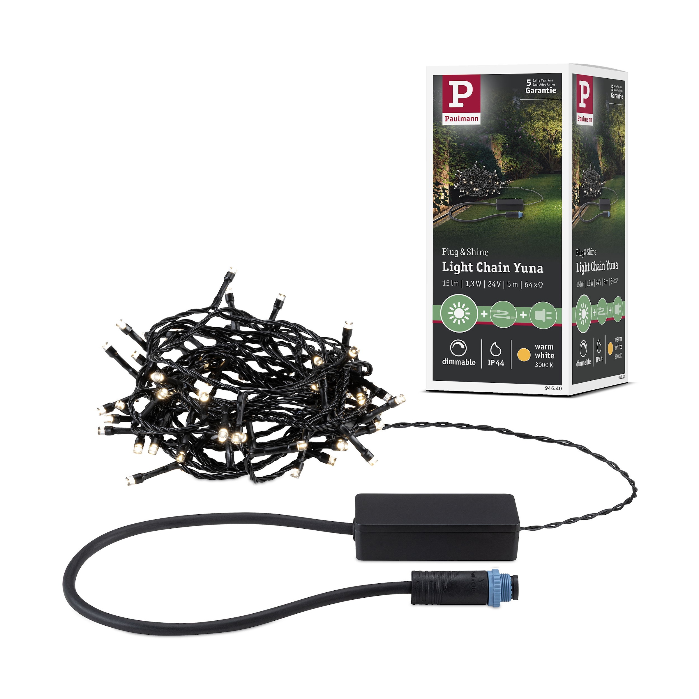 Paulmann LED-Lichterkette »Yuna IP44 Schwarz« 1 Stk.-flammig dimmbar