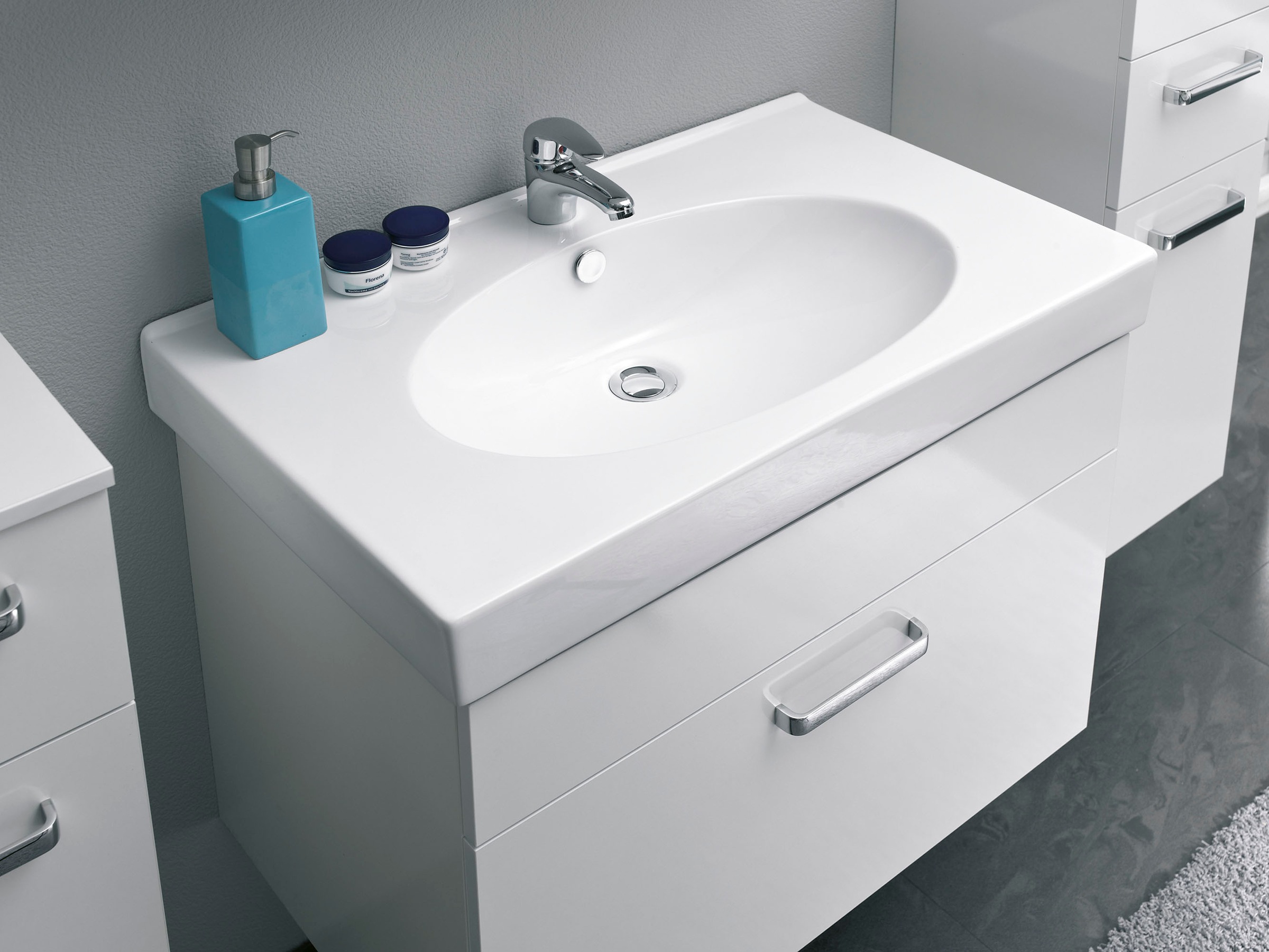 Saphir Badmöbel-Set »Quickset 3-teilig, Keramik-Waschtisch mit LED-Spiegelschrank, Bad-Set« 4 Stk. tlg.