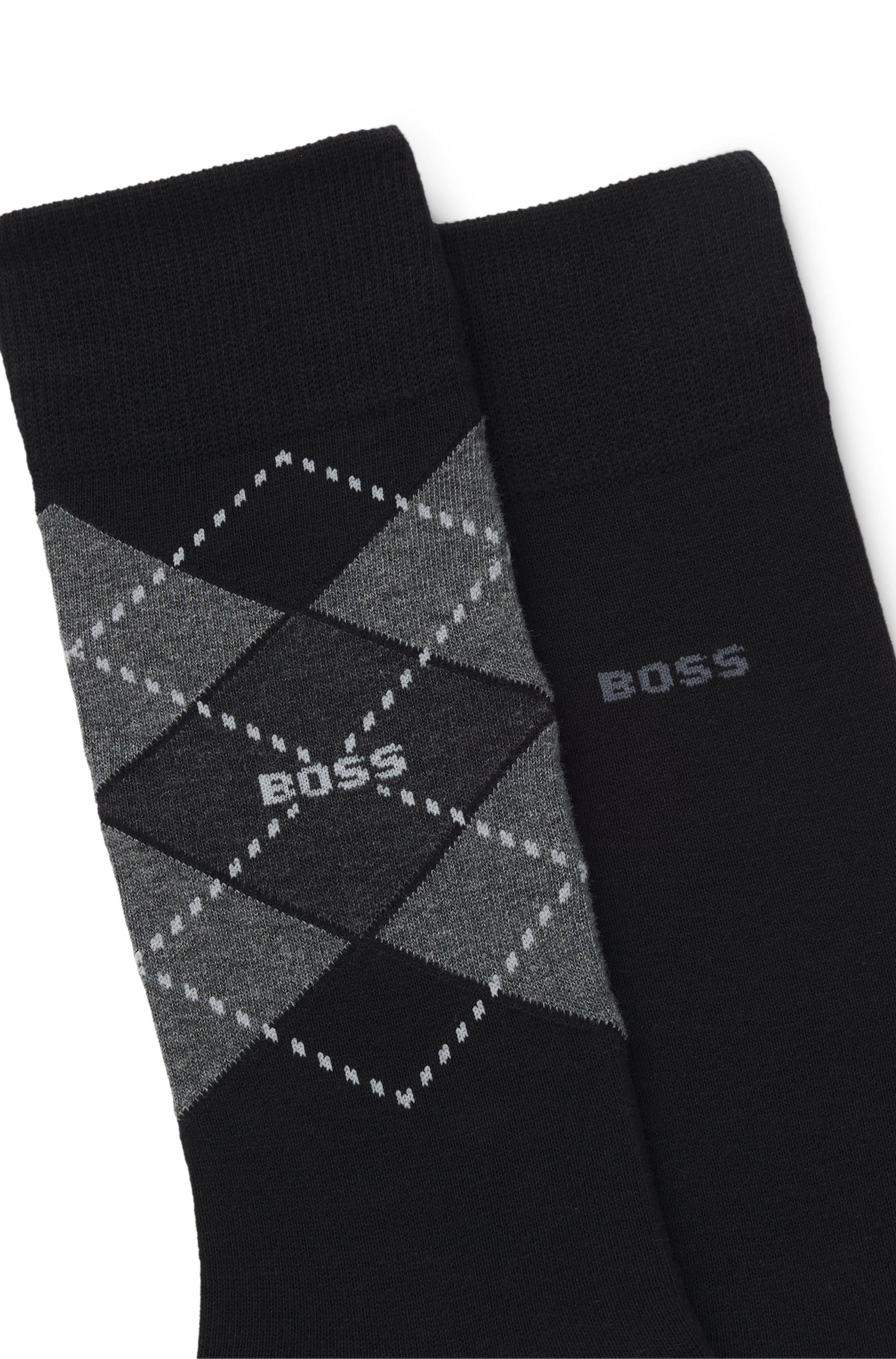 BOSS Socken »2P RS Argyle CC« Packung, 2 Paar tlg. mit BOSS Schriftzug