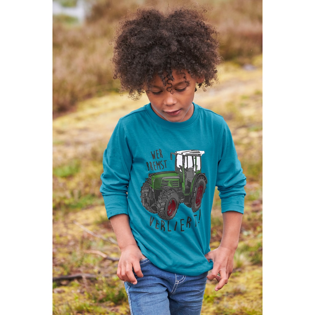 KIDSWORLD Langarmshirt »Traktoren«, (Packung, 2 tlg.), mit 1x Fotodruck