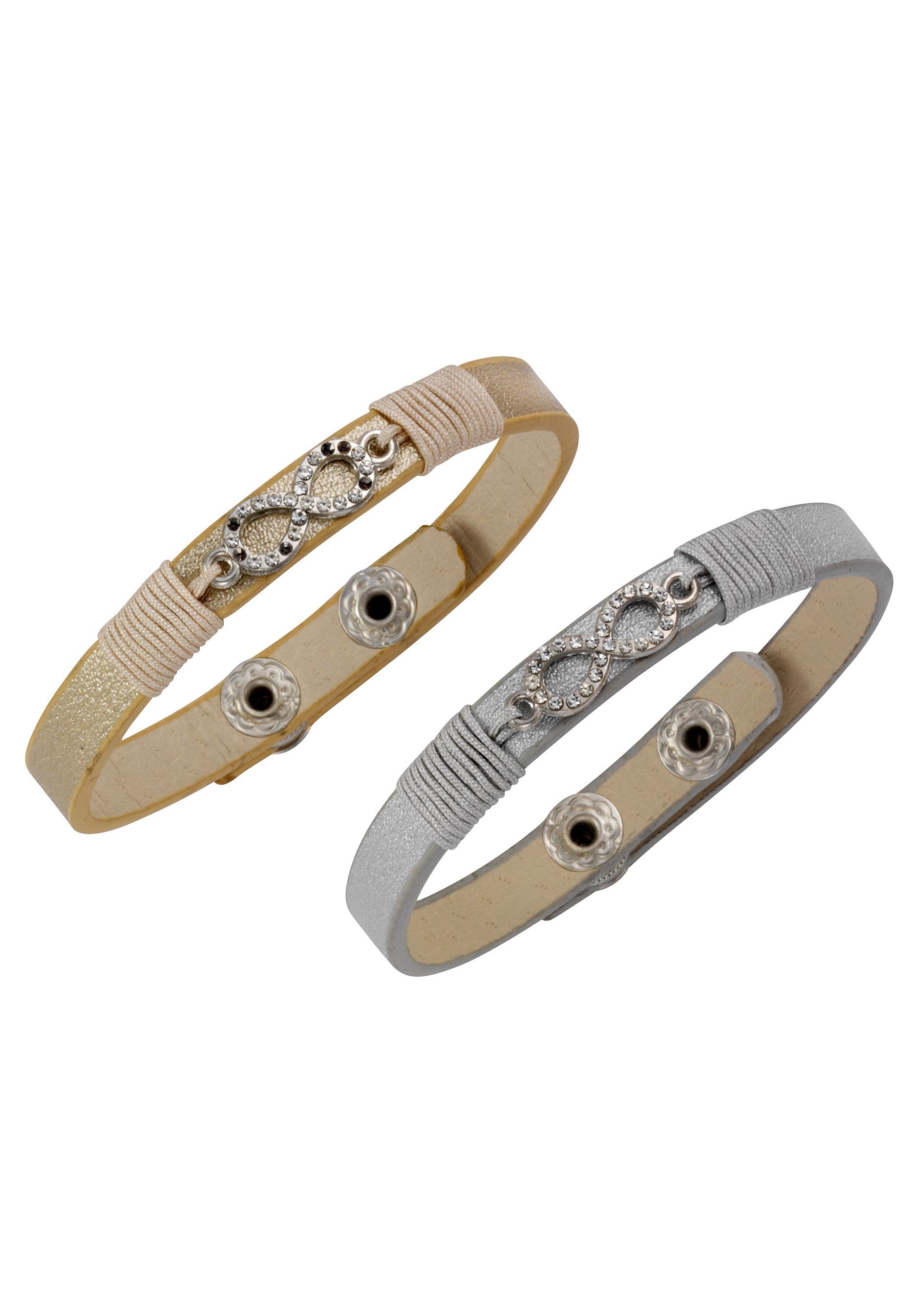 J.Jayz Armband Set »Infinity/Unendlichkeitsschleife, auch einzeln tragbar«, (Set, 2 tlg.), mit Glassteinen