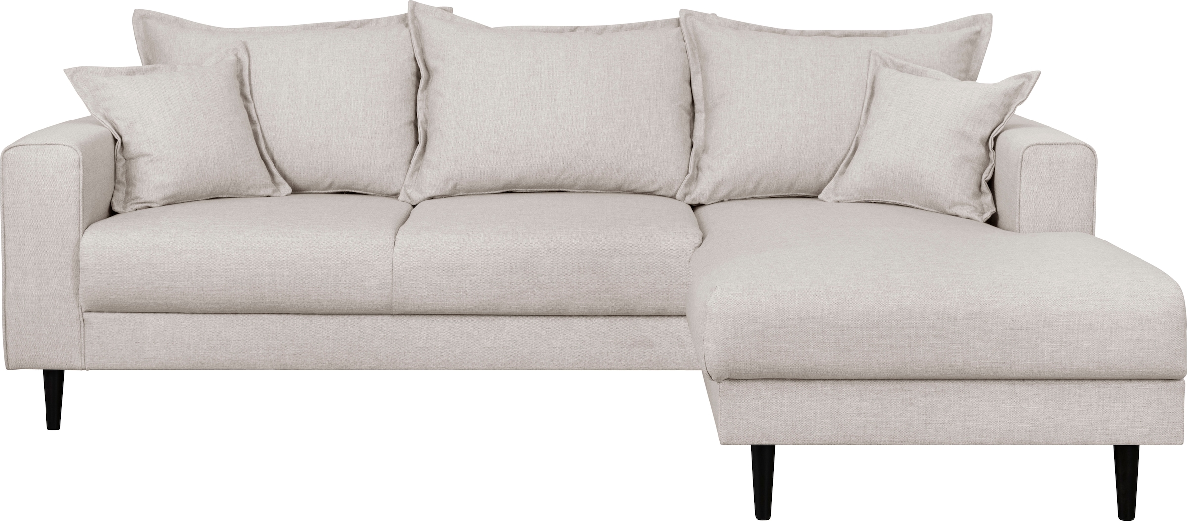 Home affaire Ecksofa »VEYRAS L-Form, hoher Sitzkomfort, Maße B/T/H: 230/150/76 cm«, mit Wellenunterfederung, incl. Rückenkissen und Zierkissen