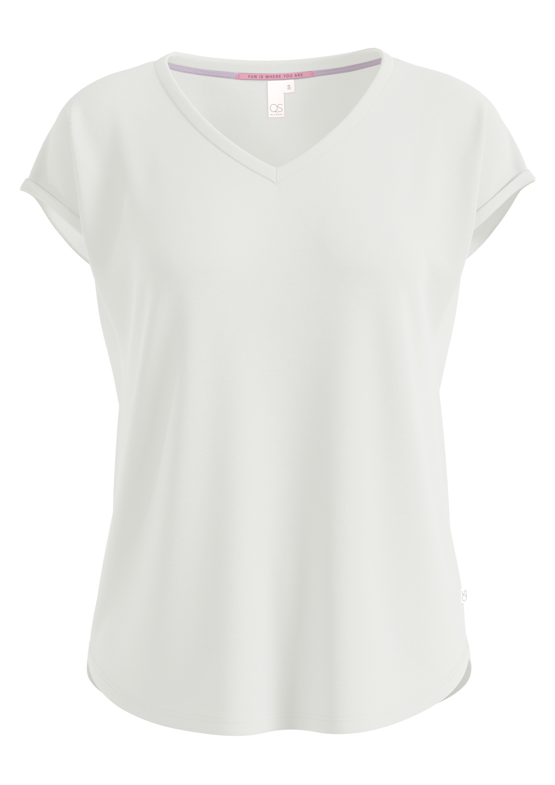 QS T-Shirt, mit V-Ausschnitt