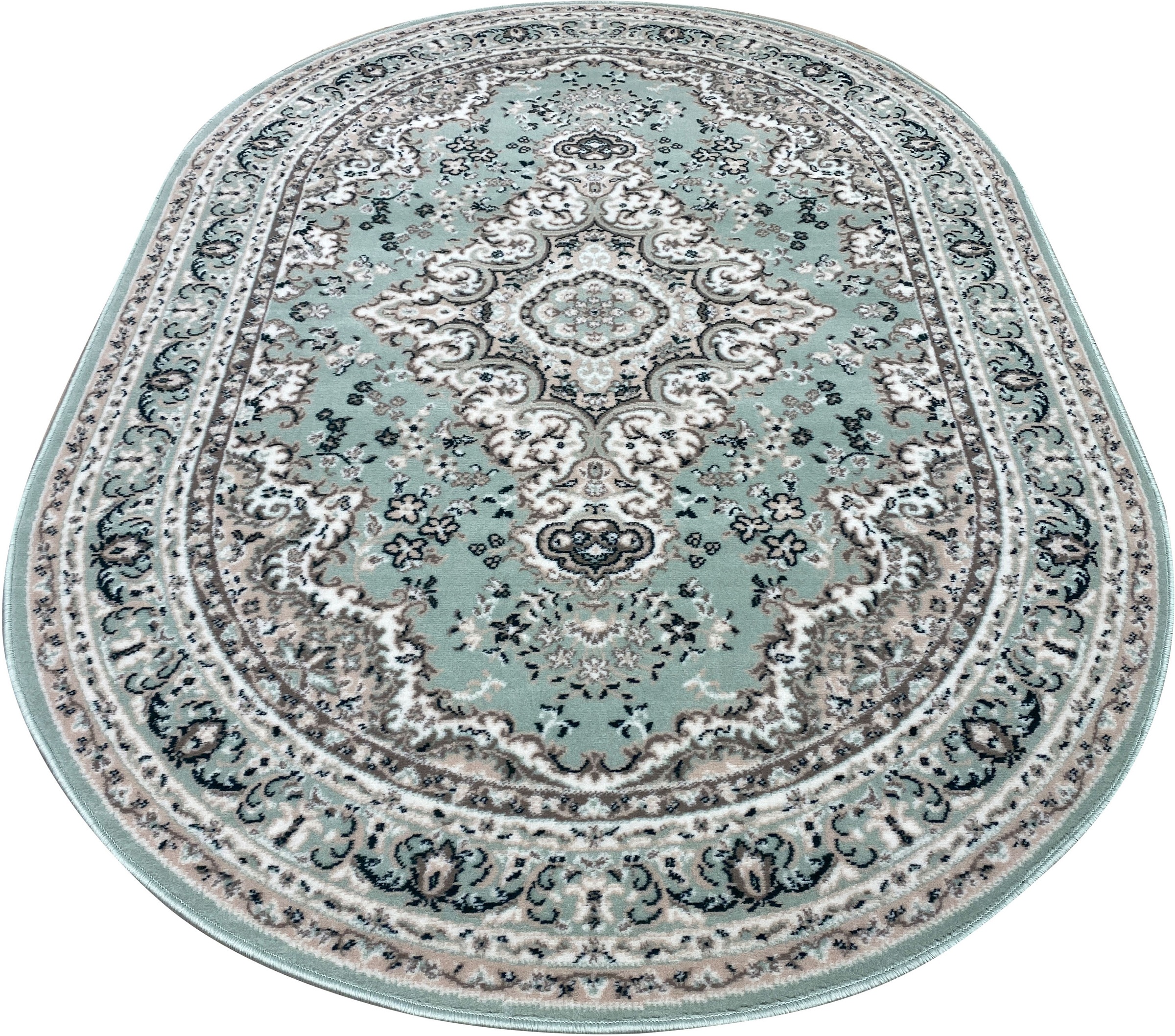 my home Teppich »Oriental, Made in Belgium«, oval, 7 mm Höhe, Orient-Optik, mit Bordüre, Kurzflor, pflegeleicht, elegant