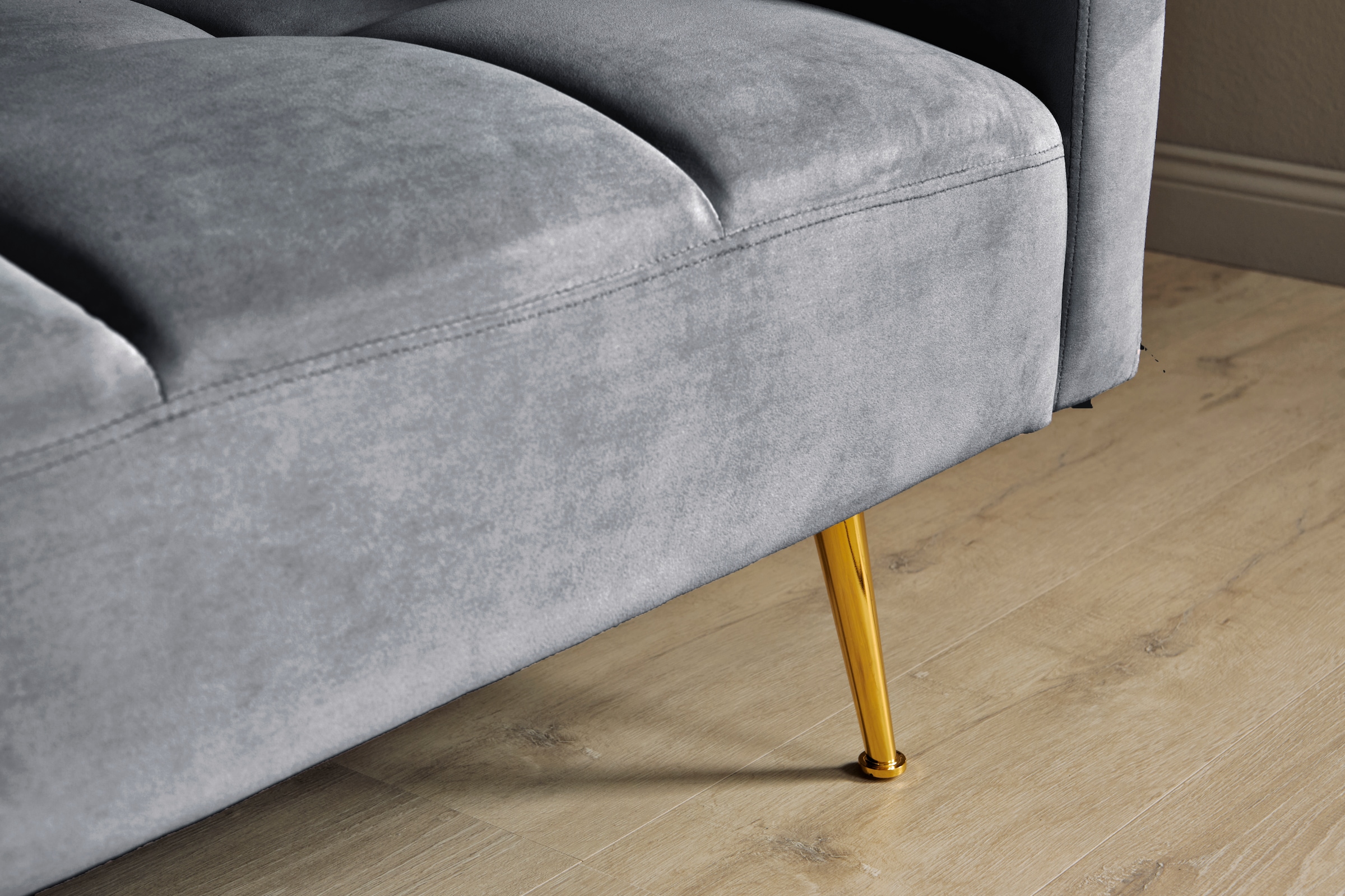 Jahnke Schlafsofa »CHILLAX POSH« mit Schlaffunktion, edler Samtstoff & Füße im Gold-Look, Breite 213 cm