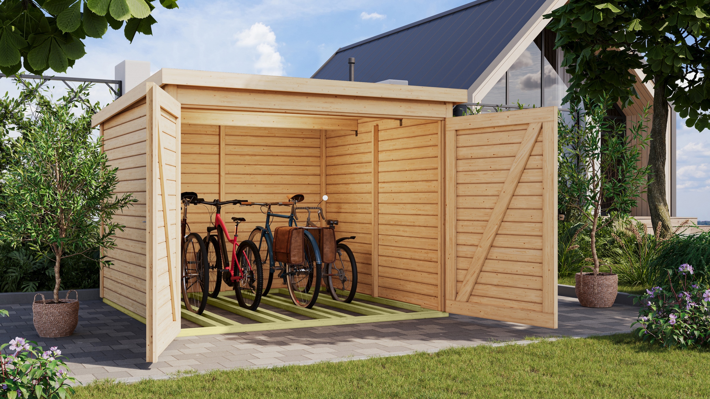 Karibu Fahrradbox »Fahrradgarage 4« in verschiedenen Farben, BxTxH: 212,5x216,5x167 cm
