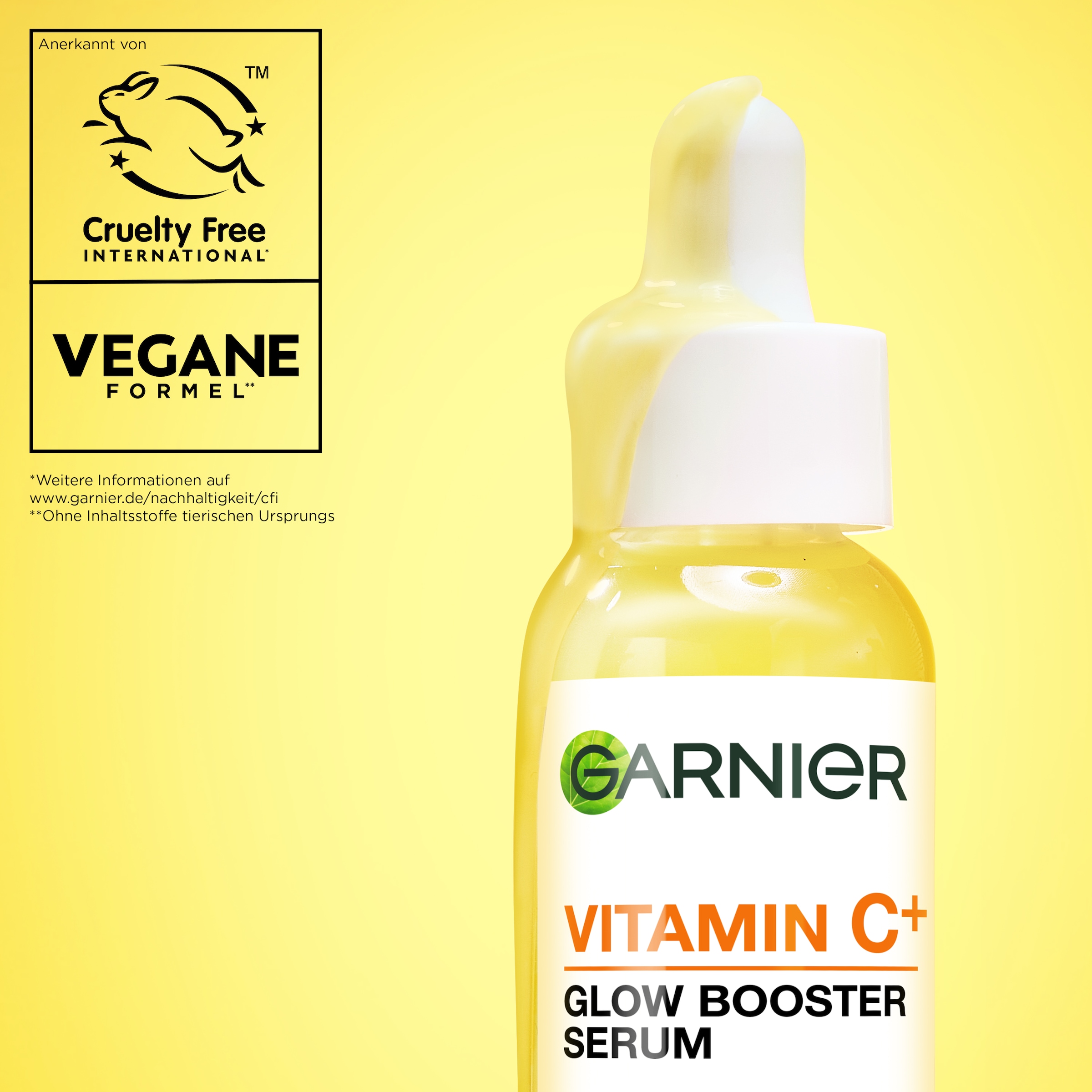 GARNIER Gesichtsserum »VITAMIN C+ GLOW BOOSTER SERUM« für empfindliche Haut, flüssige Textur, mit 4 % Niacinamid