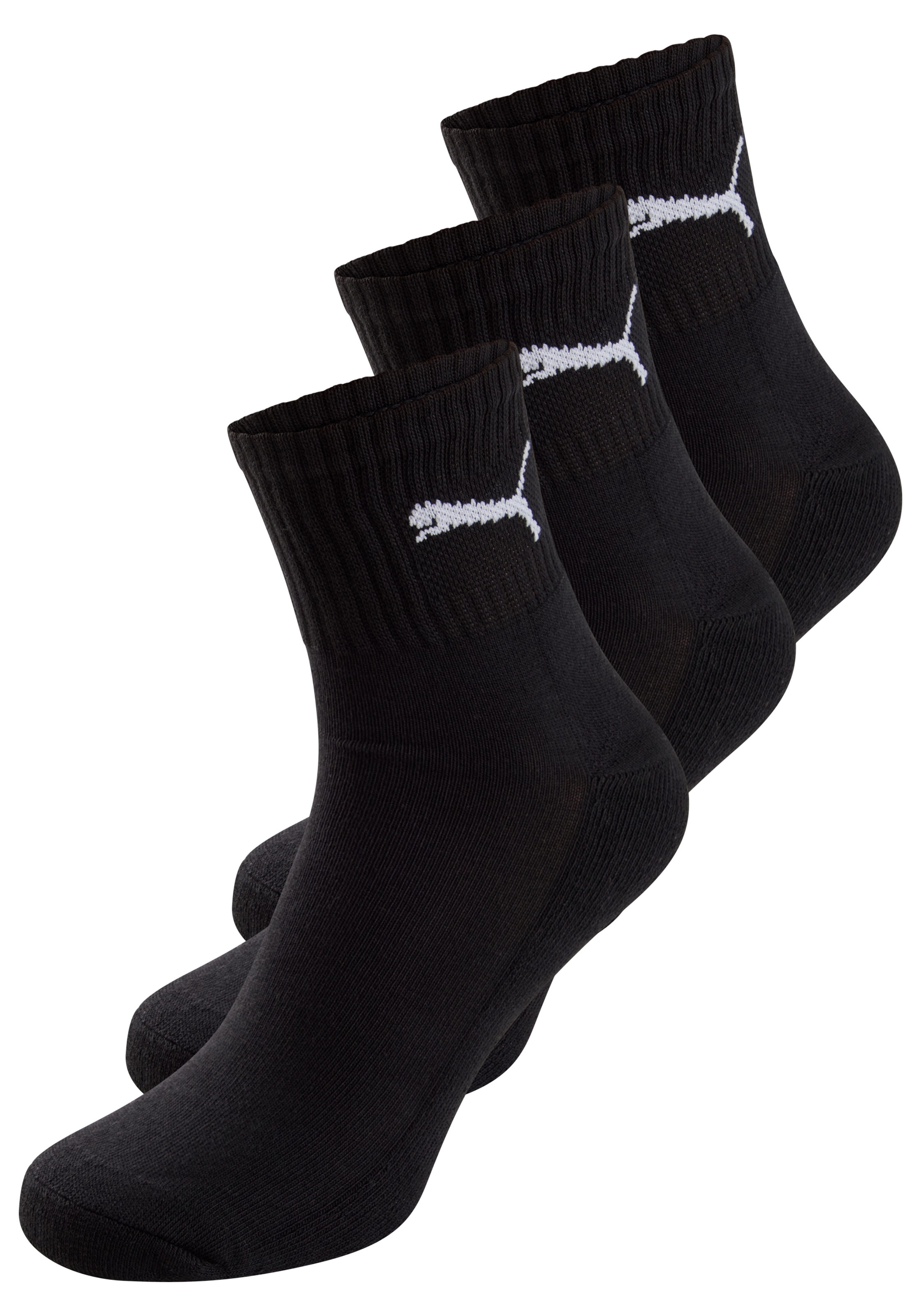 PUMA Sportsocken »short crew«, (3 Paar), gepolsterte Frottee-Sohle, atmungsaktiv
