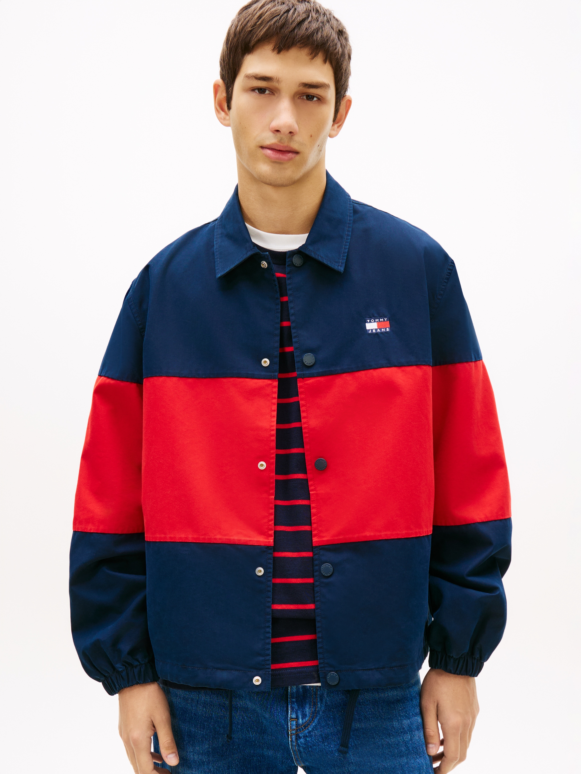 Tommy Jeans Hemdjacke »TJM COLORBLOCK« ohne Kapuze Regular fit mit Hemdkragen