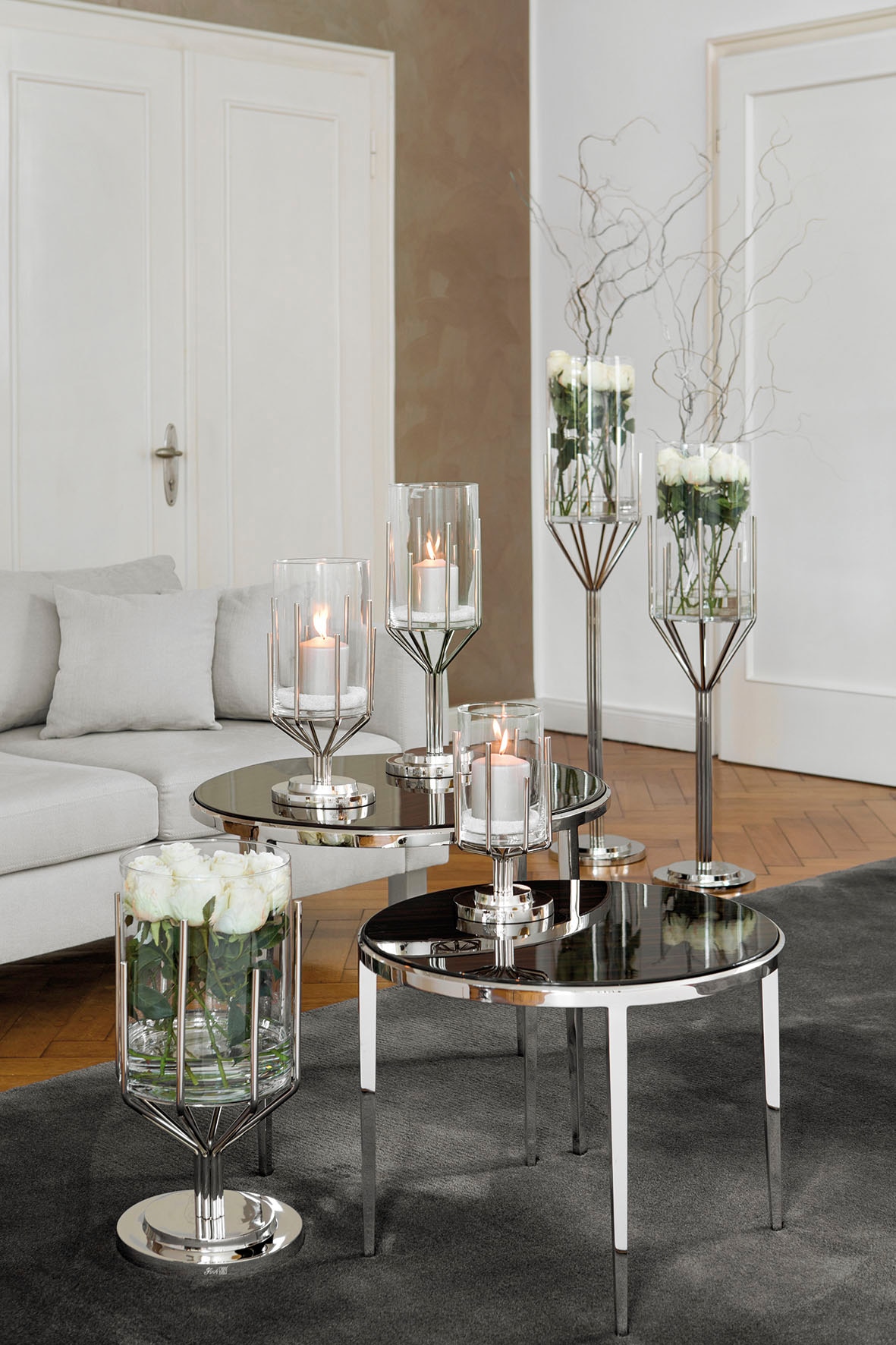 Fink Windlicht »LUXOR«, (1 St.), Silberfarben - aus Aluminium, Edelstahl und Glas