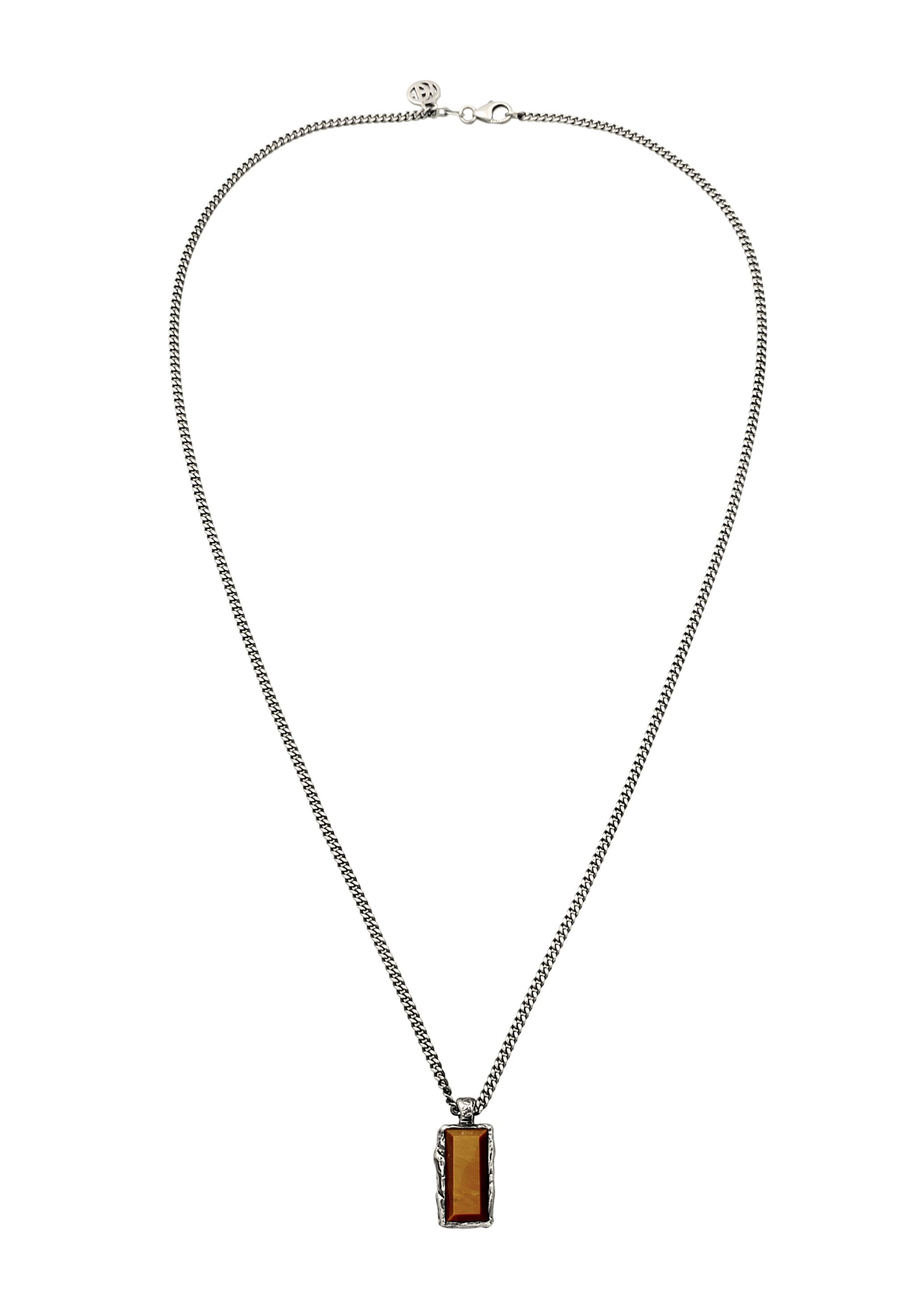 HAZE & GLORY Kette mit Anhänger »Halskette Anhänger Tigerauge Braun 925 Sterling Silber - Bold Bar«
