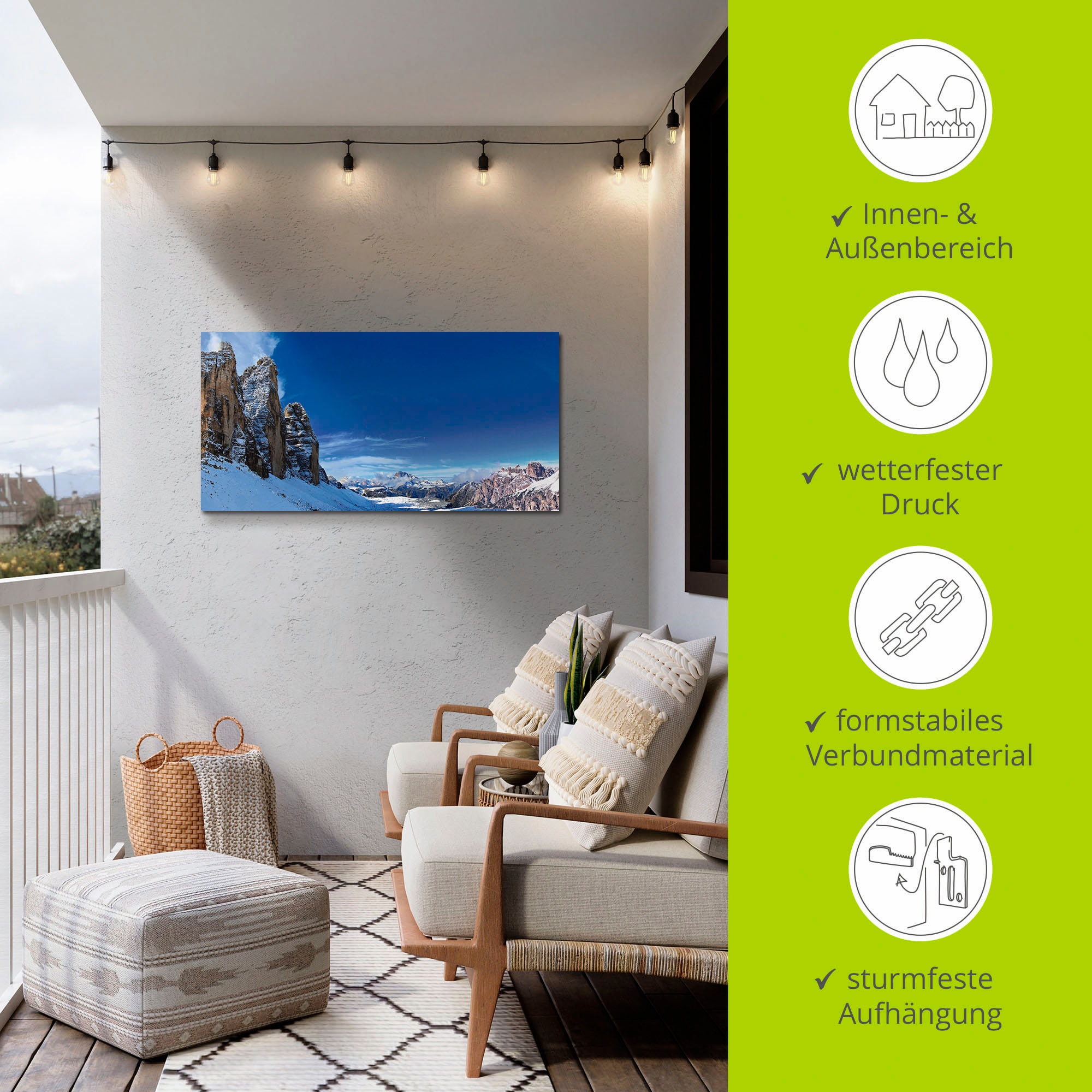 Artland Wandbild »Drei Zinnen Umrundung in den Dolomiten«, Himmel, (1 St.), als Alubild, Outdoorbild, Wandaufkleber in verschied. Größen
