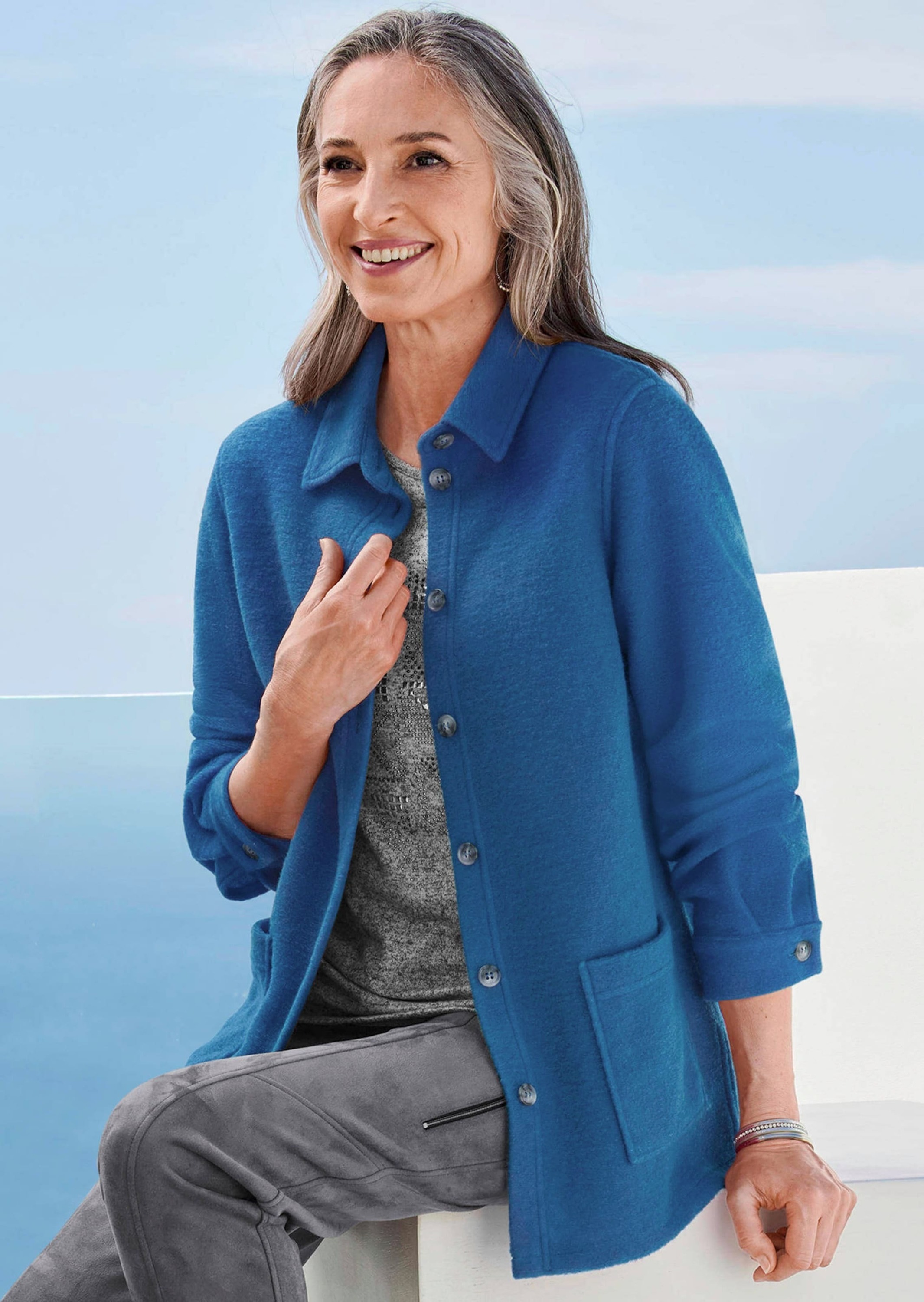 GOLDNER Sommerjacke »Lässige Wolljacke mit Hemdkragen« Knöpfe