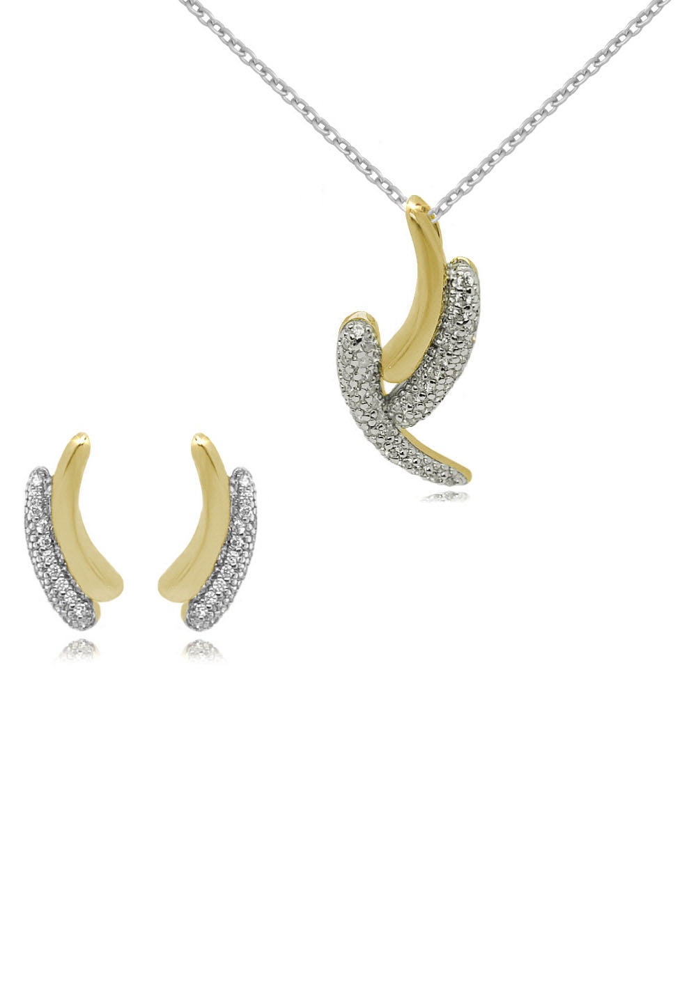 Firetti Ohrring und Ketten Set »Collier mit Anhänger & Ohrschmuck, geschwungen«, (Set, 4 tlg.), mit Zirkonia (synth.)