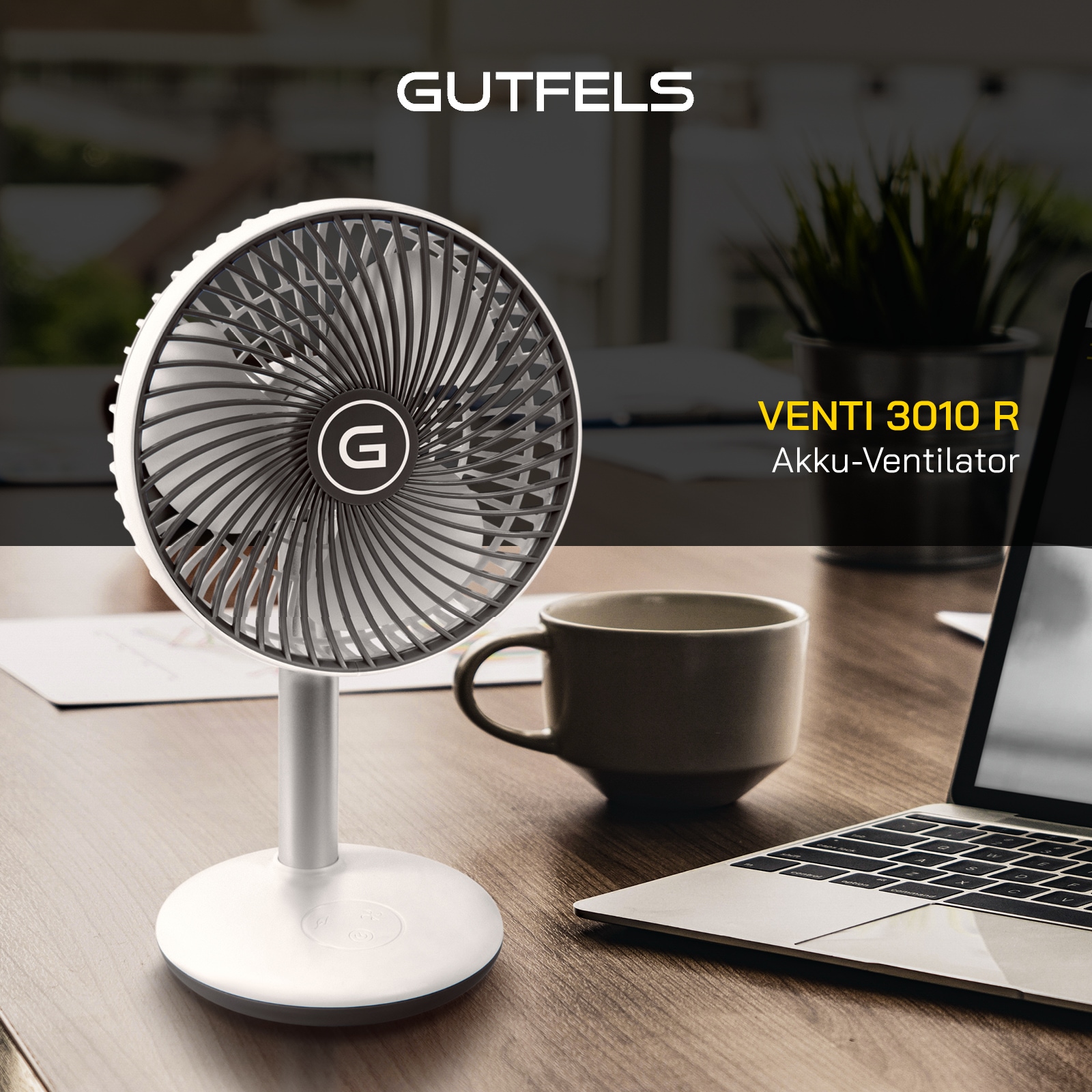 Gutfels Tischventilator »»VENTI 3010 R«« 15 cm Durchmesser kompakt, mit Touch- Bedienung und eine Laufzeit von 12 h