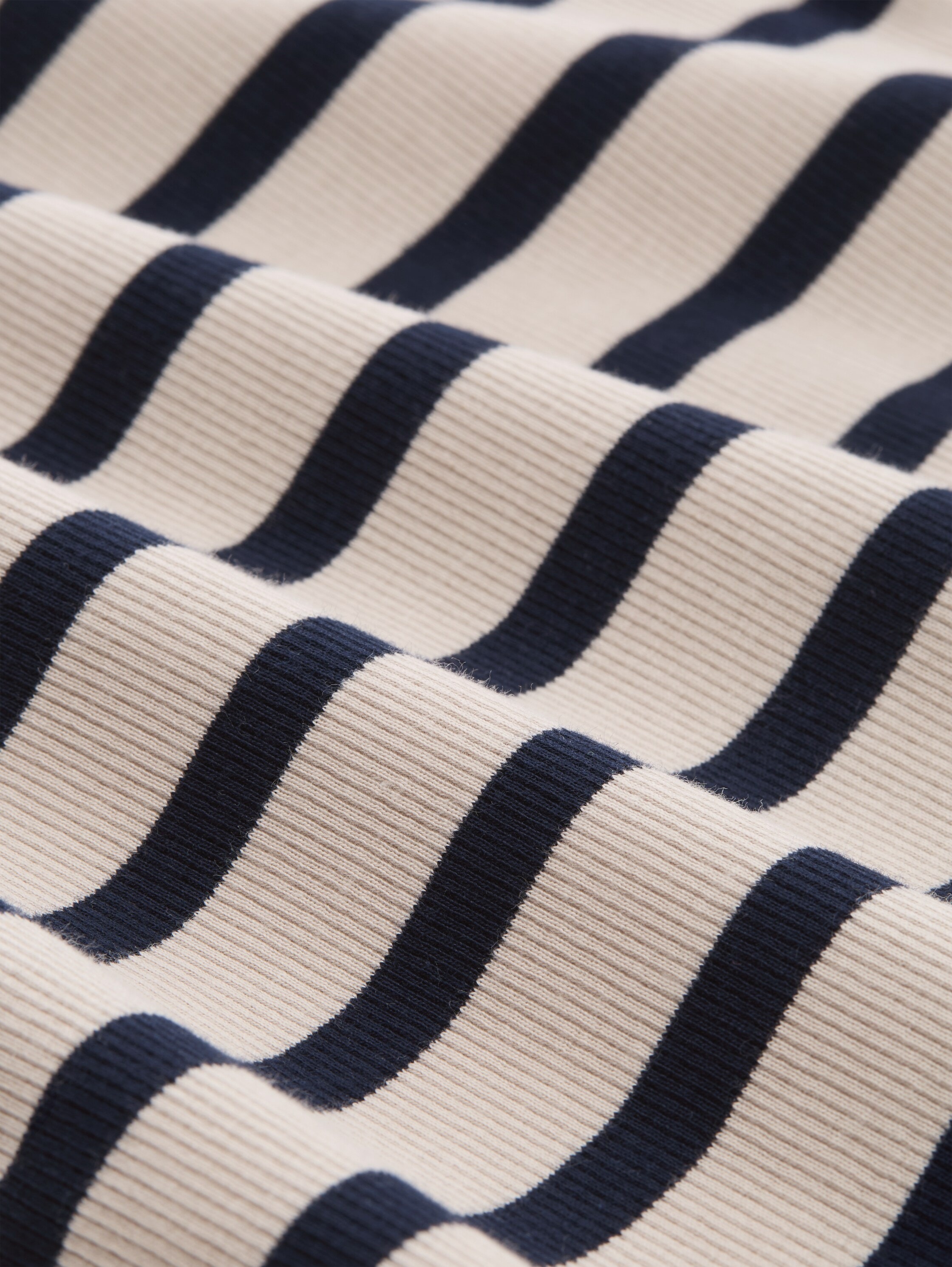 TOM TAILOR Denim Rundhalsshirt gestreift, Fein-Ripp-Optik