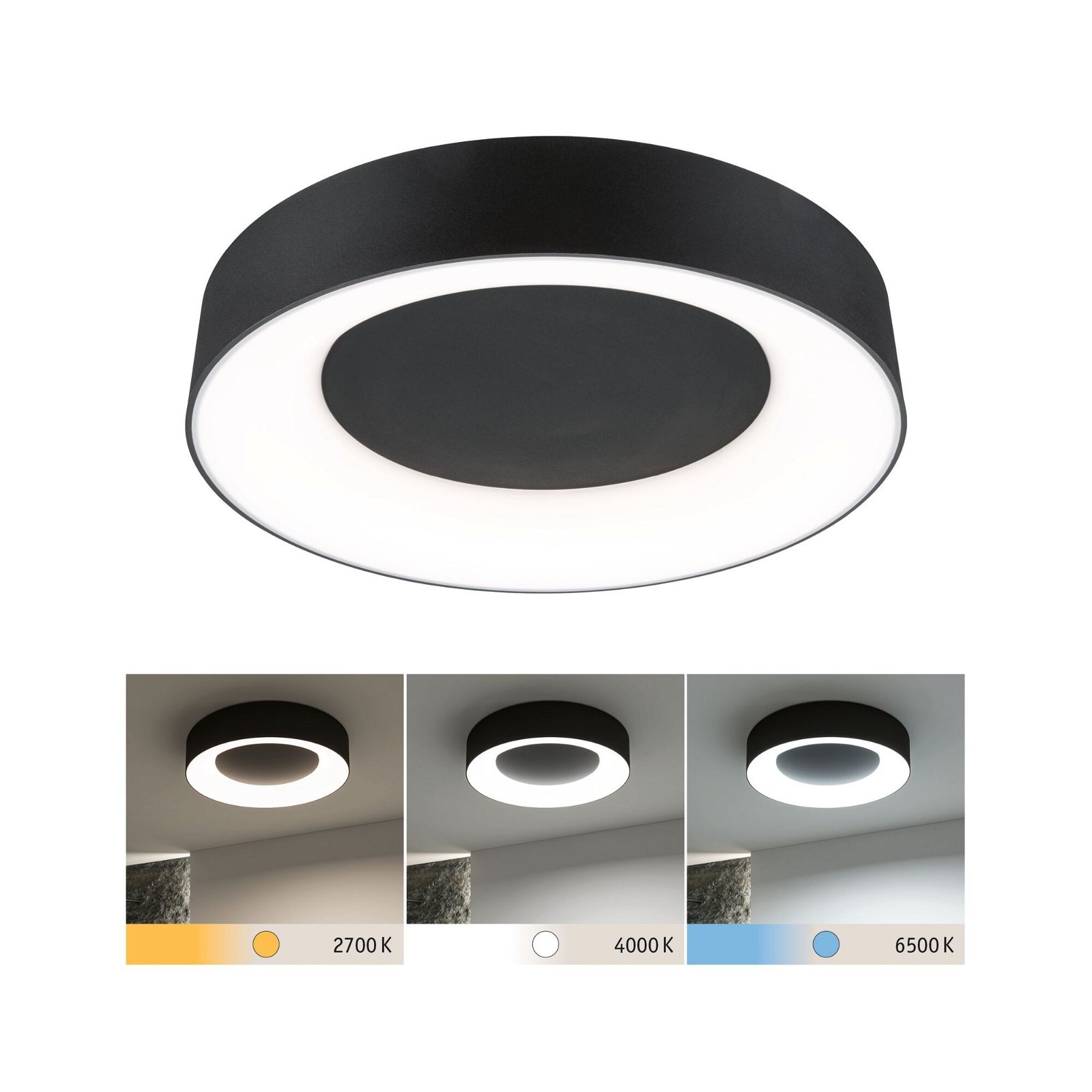 Paulmann LED Deckenleuchte »Casca IP44 White Switch 2100lm 230V 23W Schwarz matt«, 1 flammig