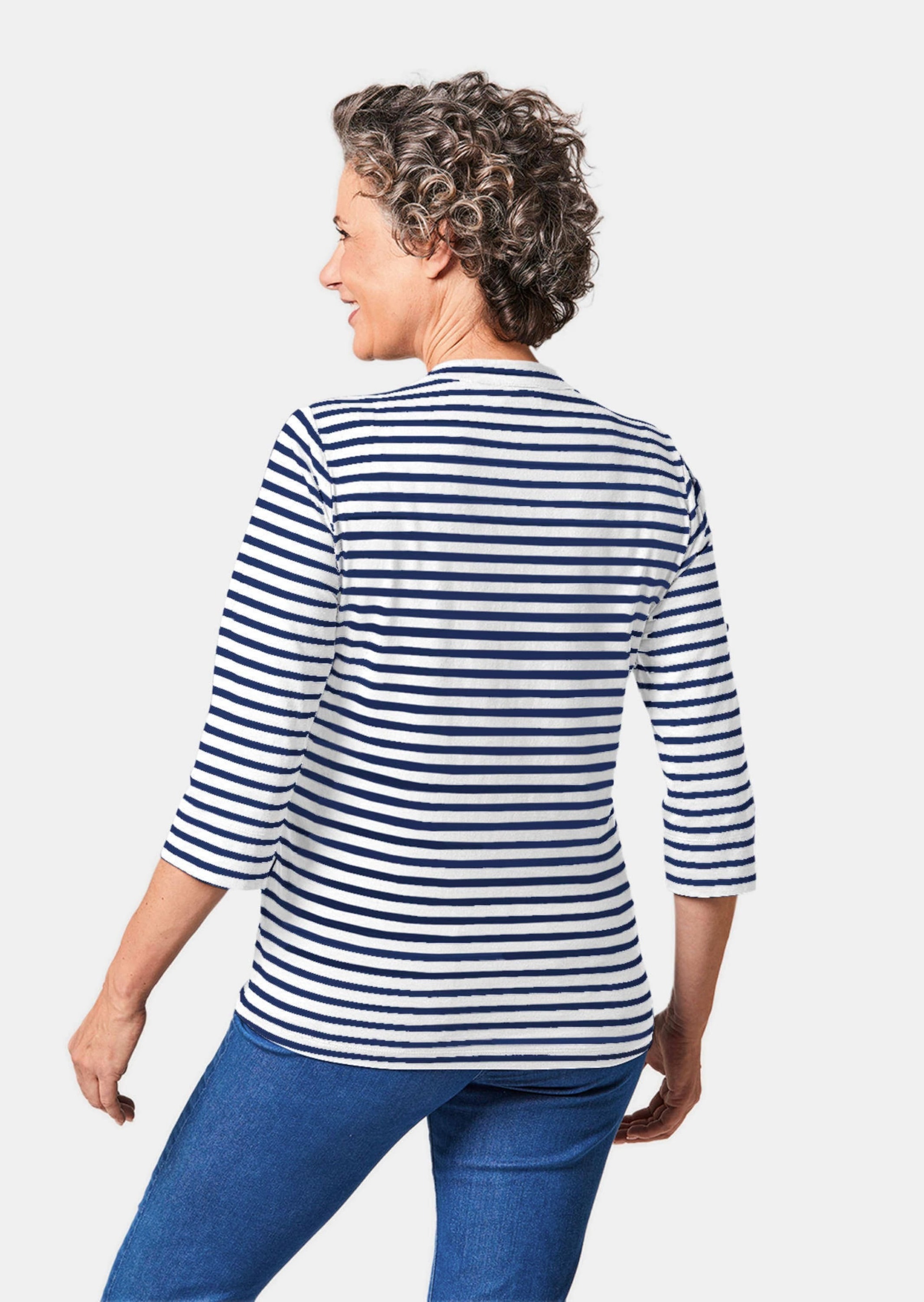 GOLDNER 3/4-Arm-Shirt »Kurzgröße Sportives Ringelshirt in Longform«