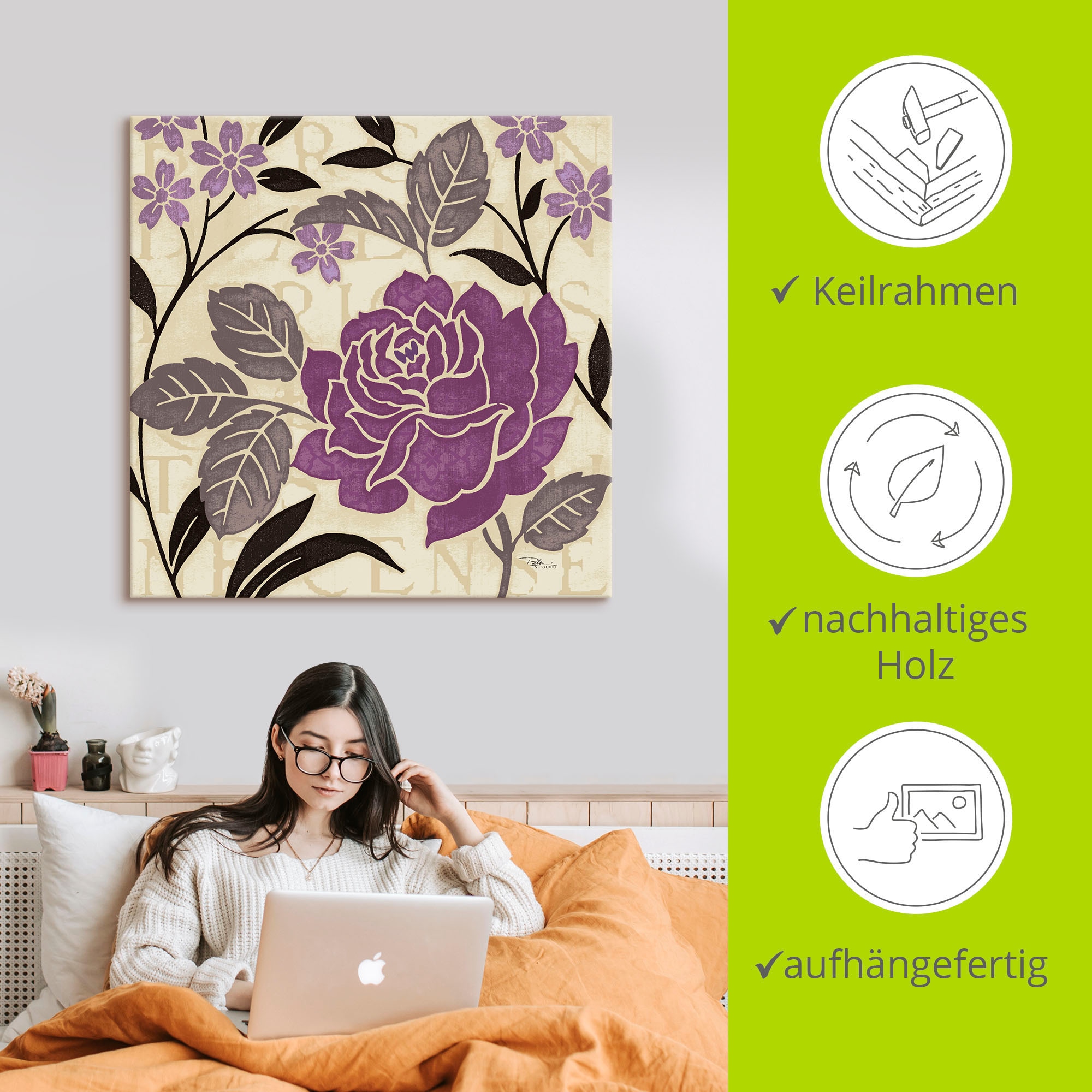 Artland Leinwandbild »Perfekte Blütenblätter II« 1 Stk. tlg. auf Keilrahmen gespannt