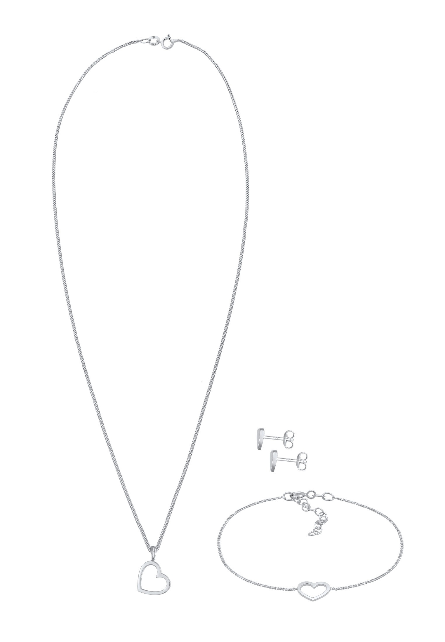 Elli Ohrring und Ketten Set »Schmuckset Herz Liebe Cut Out Trend Valentinstag 925 Silber«
