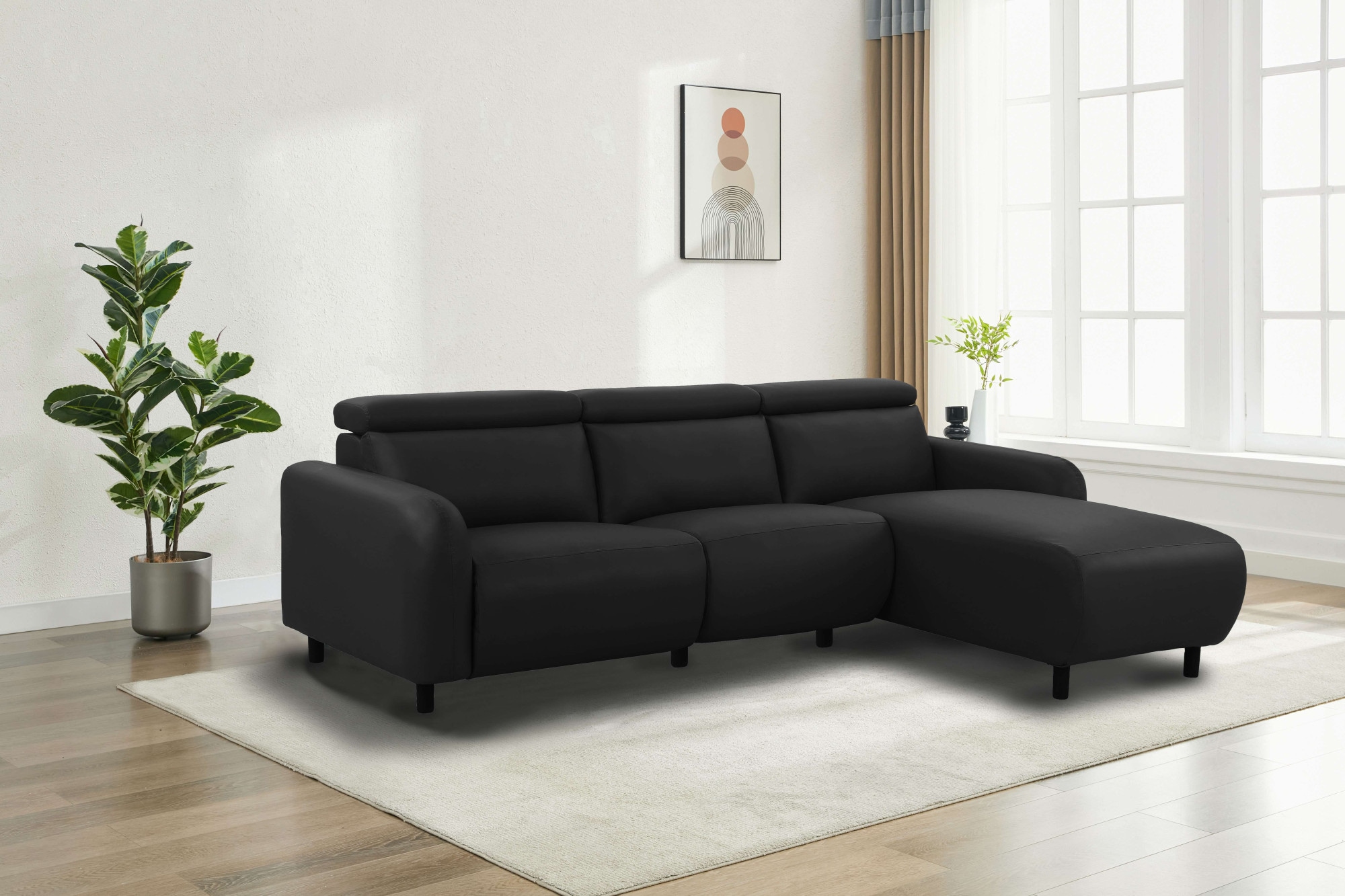 Home affaire Ecksofa »SKAANE Kunstleder, L-Form, 274 cm, manuelle u. elektrische Funktion,«, rundes Design, Kopfteilverstellung, Federkernpolsterung