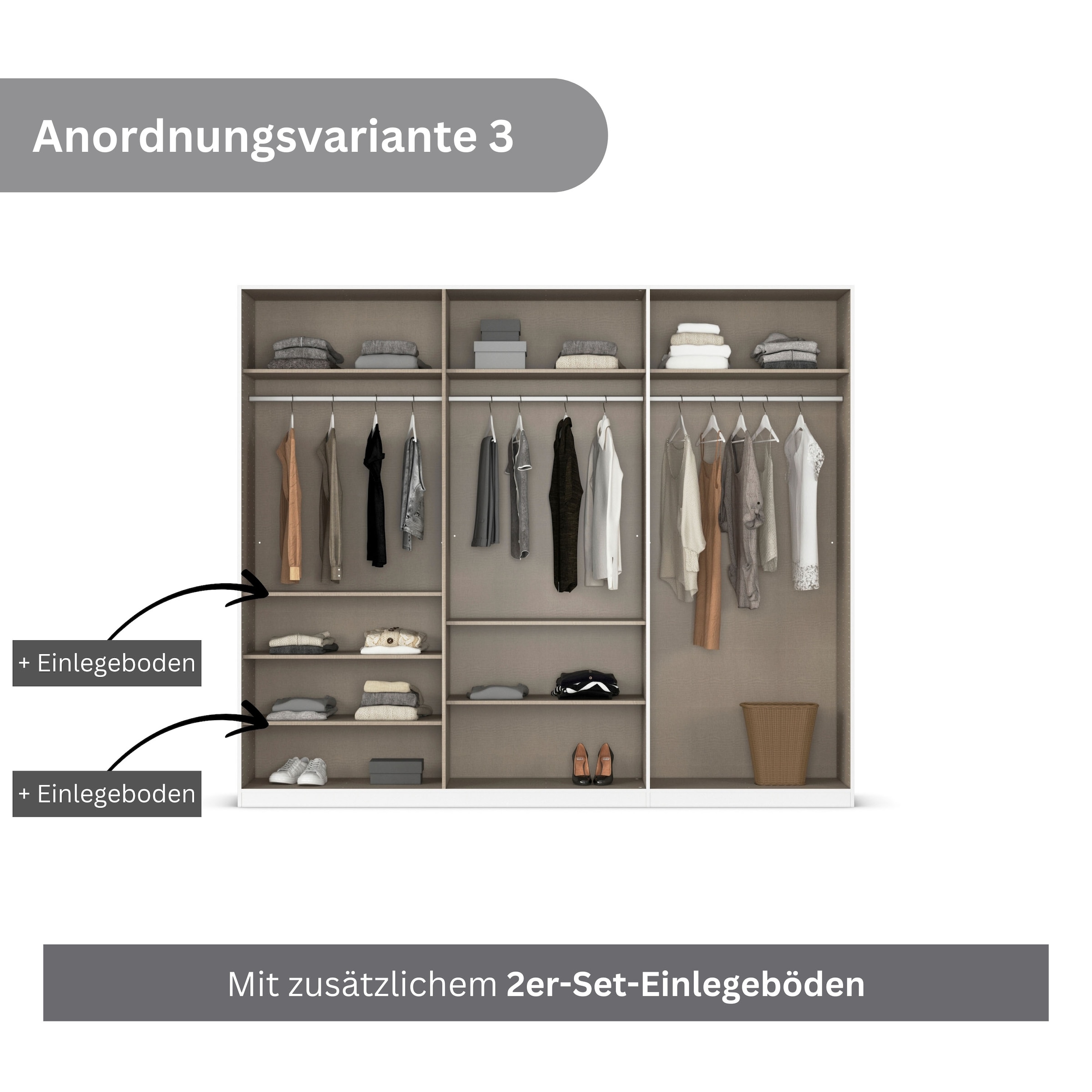 rauch Drehtürenschrank »Kleiderschrank Kleiderschränke Schrank Garderobe AGORDO mit Glasfront«, (in zwei Griff-Farben, Breiten 91-360 cm), durchdachte Innenausstattung, in 7 Breiten und 2 Höhen MADE IN GERMANY