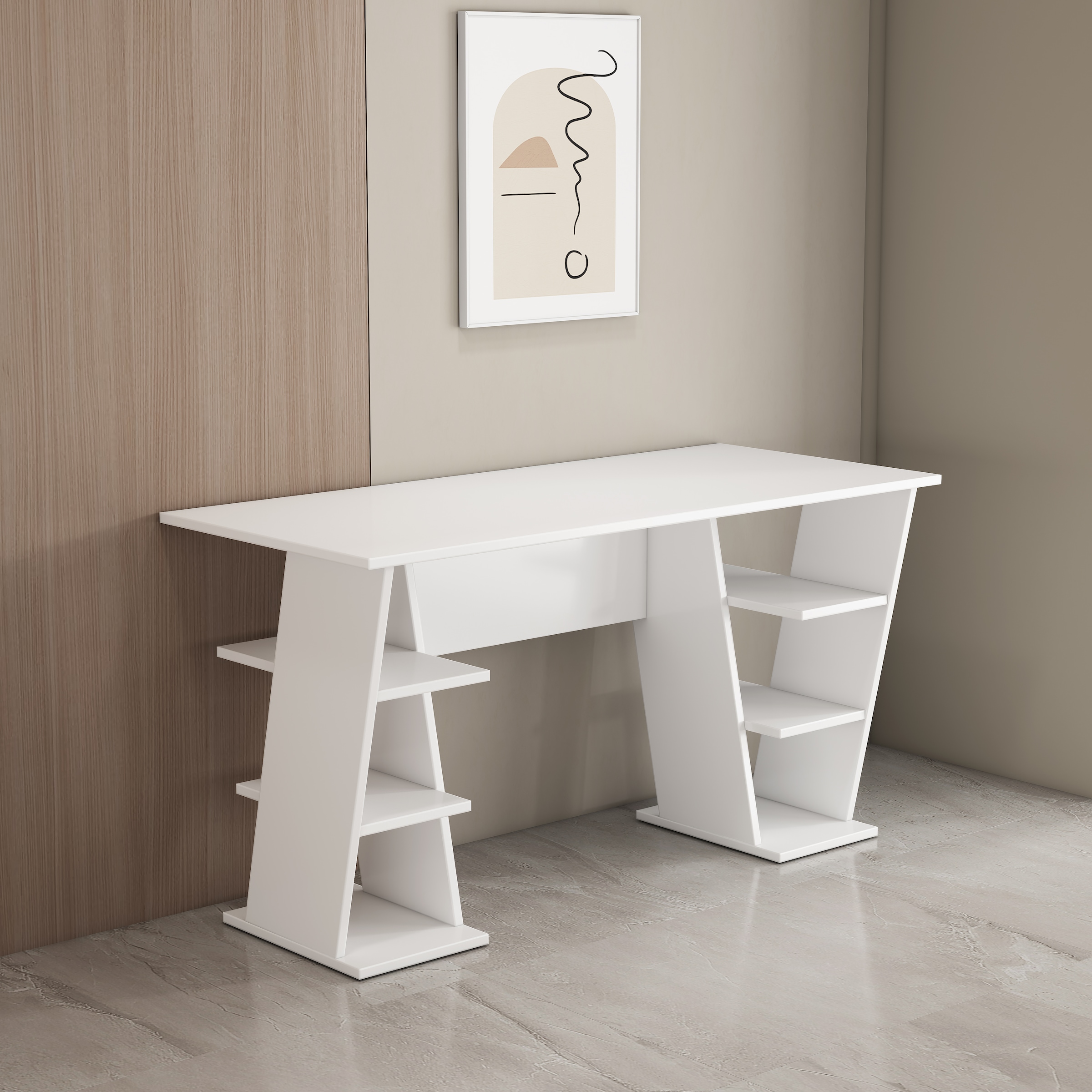 OTTO home Schreibtisch »Ezzell« Set,  Regalschreibtisch mit Ablagen, modernes Design, Breite 137 cm