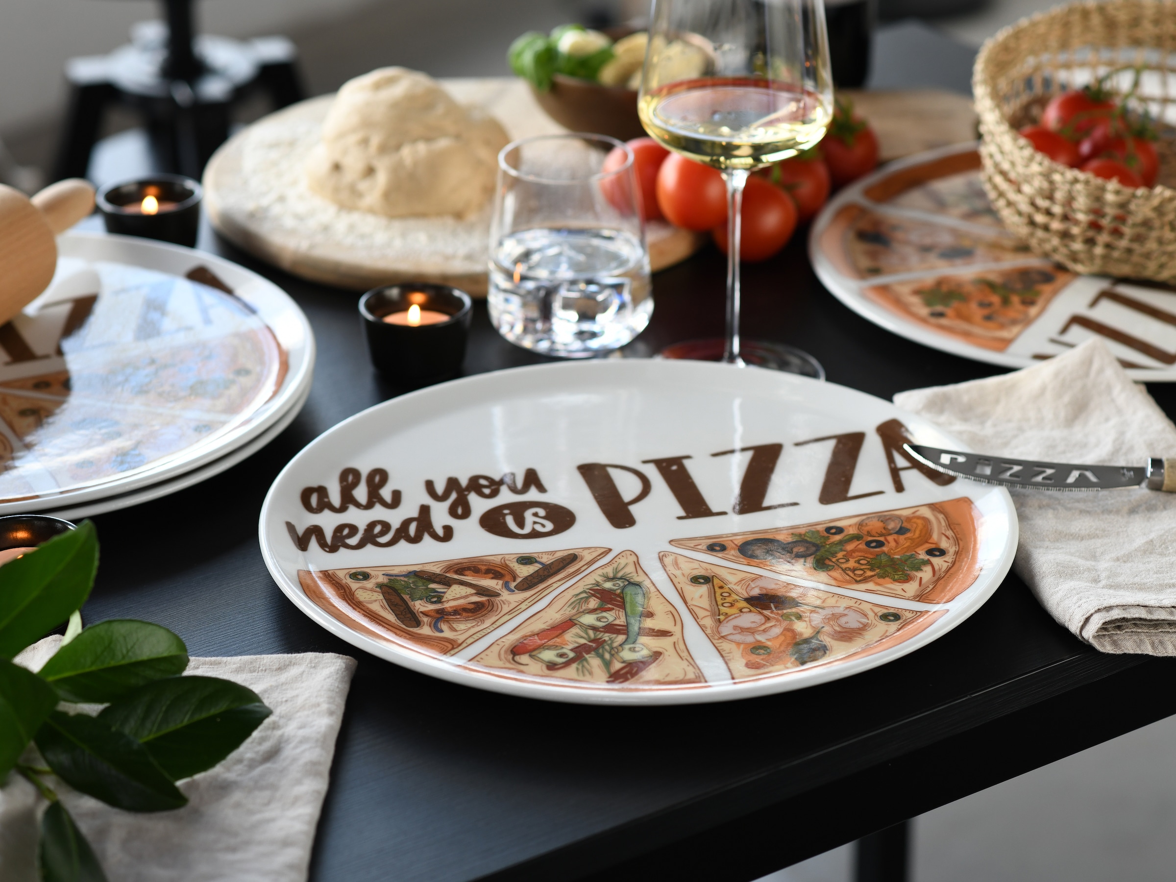 CreaTable Pizzateller »Europa All You Need, Pizzateller 33 cm 6-tlg« Pizzamotiv, Europäische Qualität