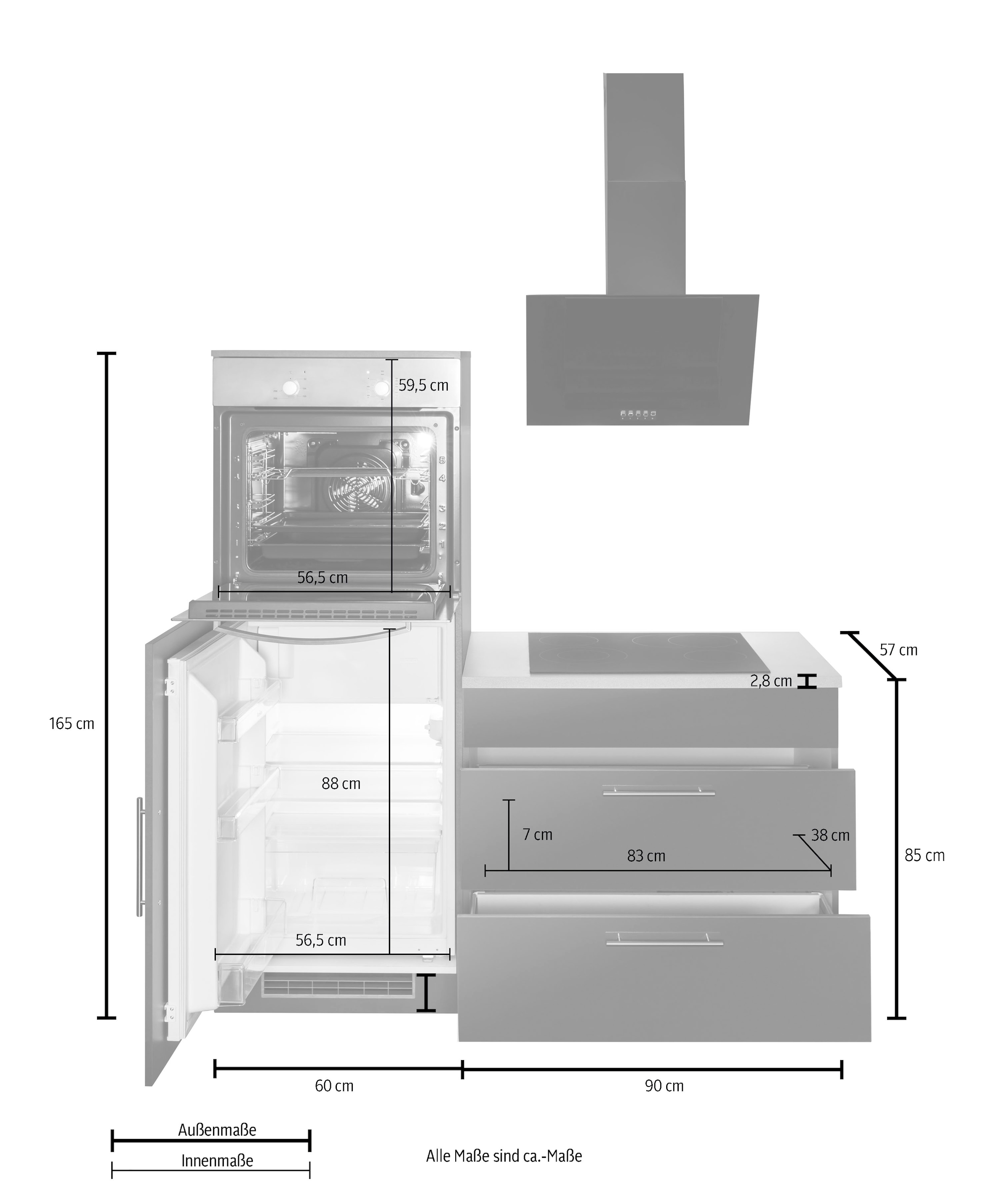 wiho Küchen Winkelküche »Cali«, ohne 220 bestellen Shop E-Geräte, 210 im Stellbreite cm x Online OTTO