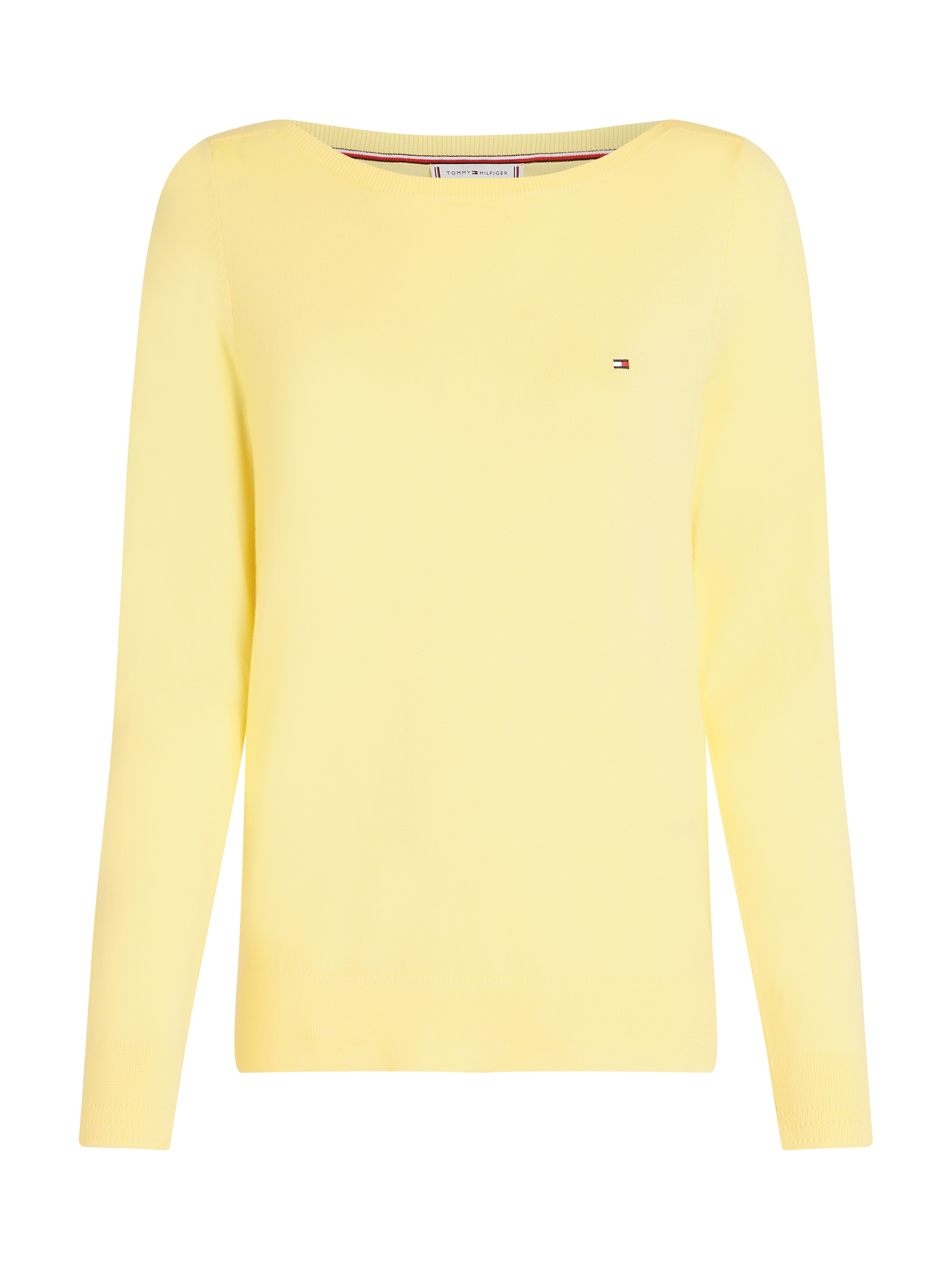 Tommy Hilfiger Strickpullover »CO JERSEY STITCH BOAT-NK SWEATER«, mit Tommy Hilfiger Logo-Flag am Ärmel