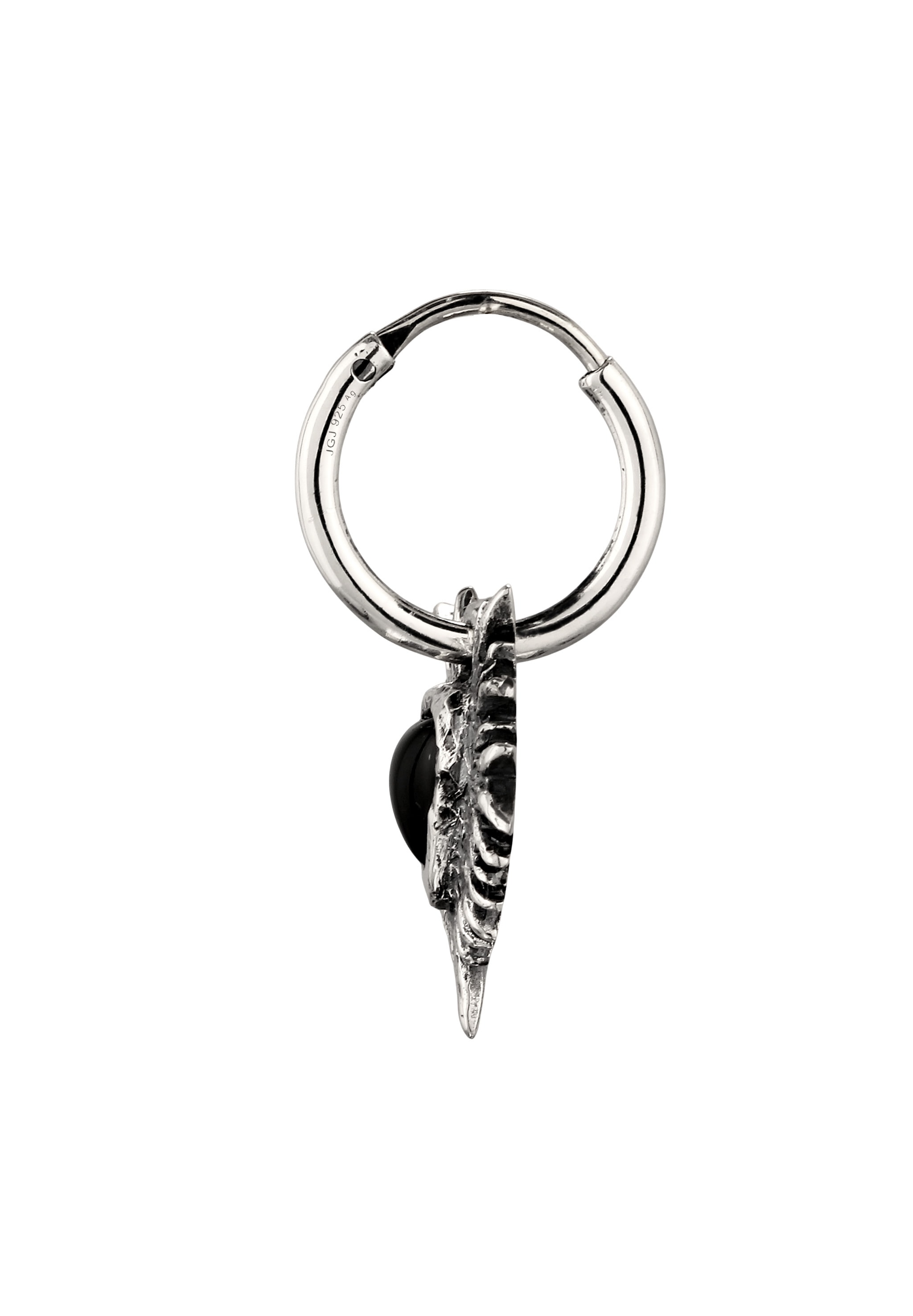 HAZE & GLORY Paar Creolen »Ohrringe Creole Herz Onyx Schwarz 925 Sterling Silber«