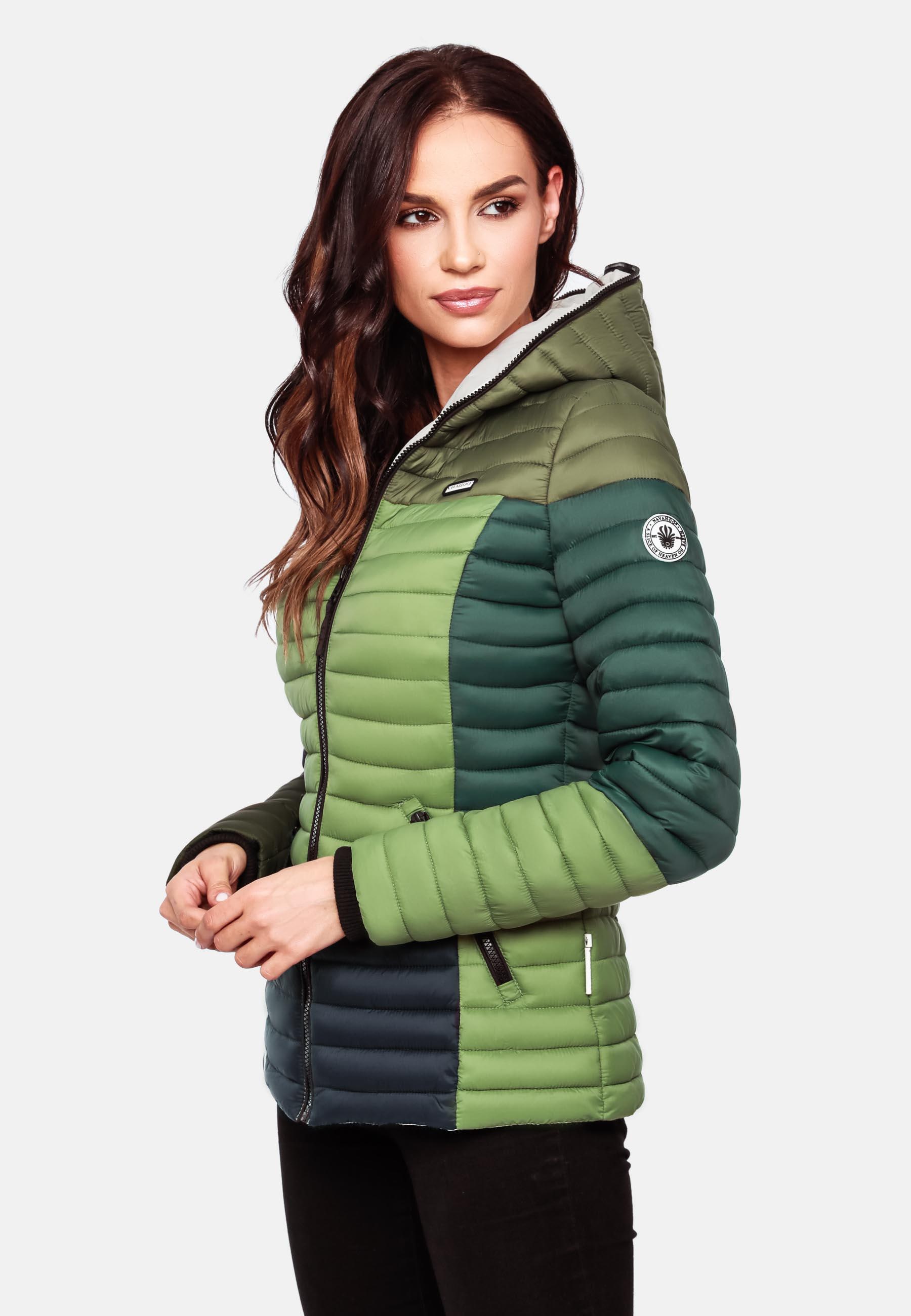 Navahoo Steppjacke »Steppjacke Multikulti«, mit Kapuze, stylische Colorblocking Übergangsjacke m. Kapuze