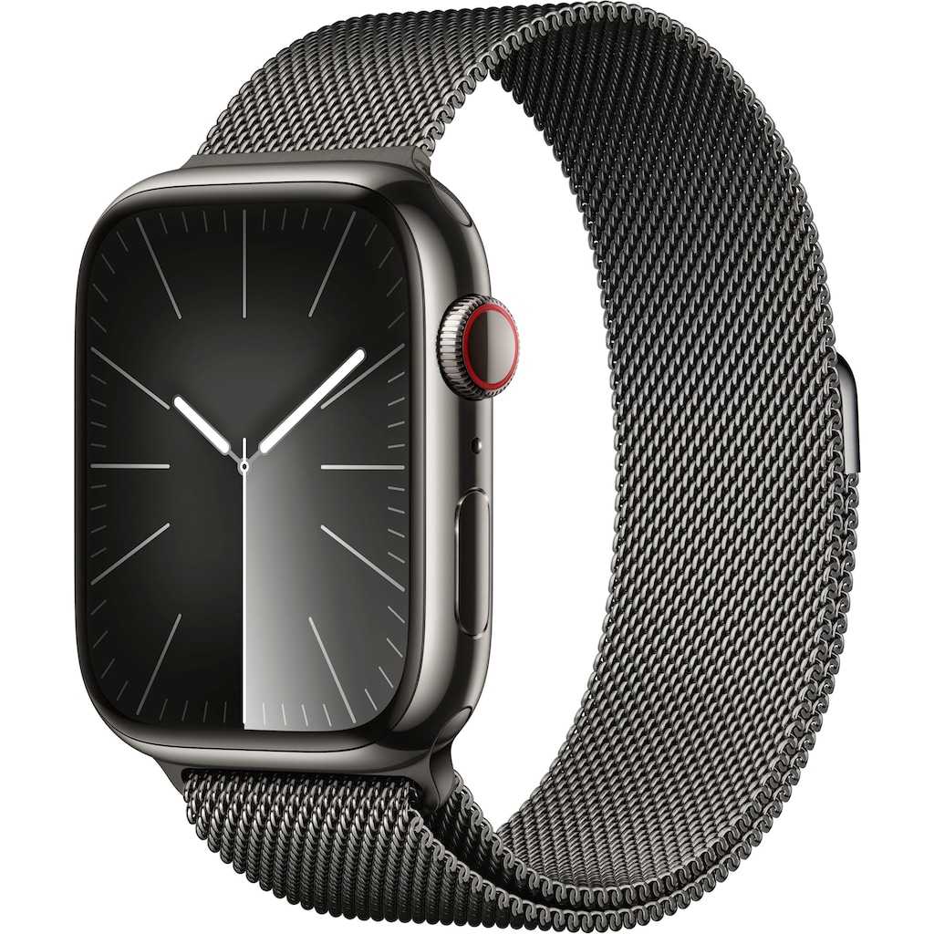 Apple Smartwatch »Watch Series 9 GPS + Cellular Stainless Steel 45mm One-Size«, (Watch OS 10)