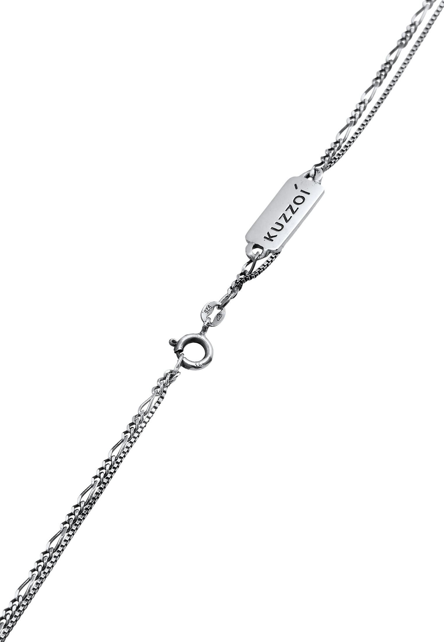 Kuzzoi Kette mit Anhänger »Halskette Herren Layer Figaro Venezianer Plättchen 925 Silber«