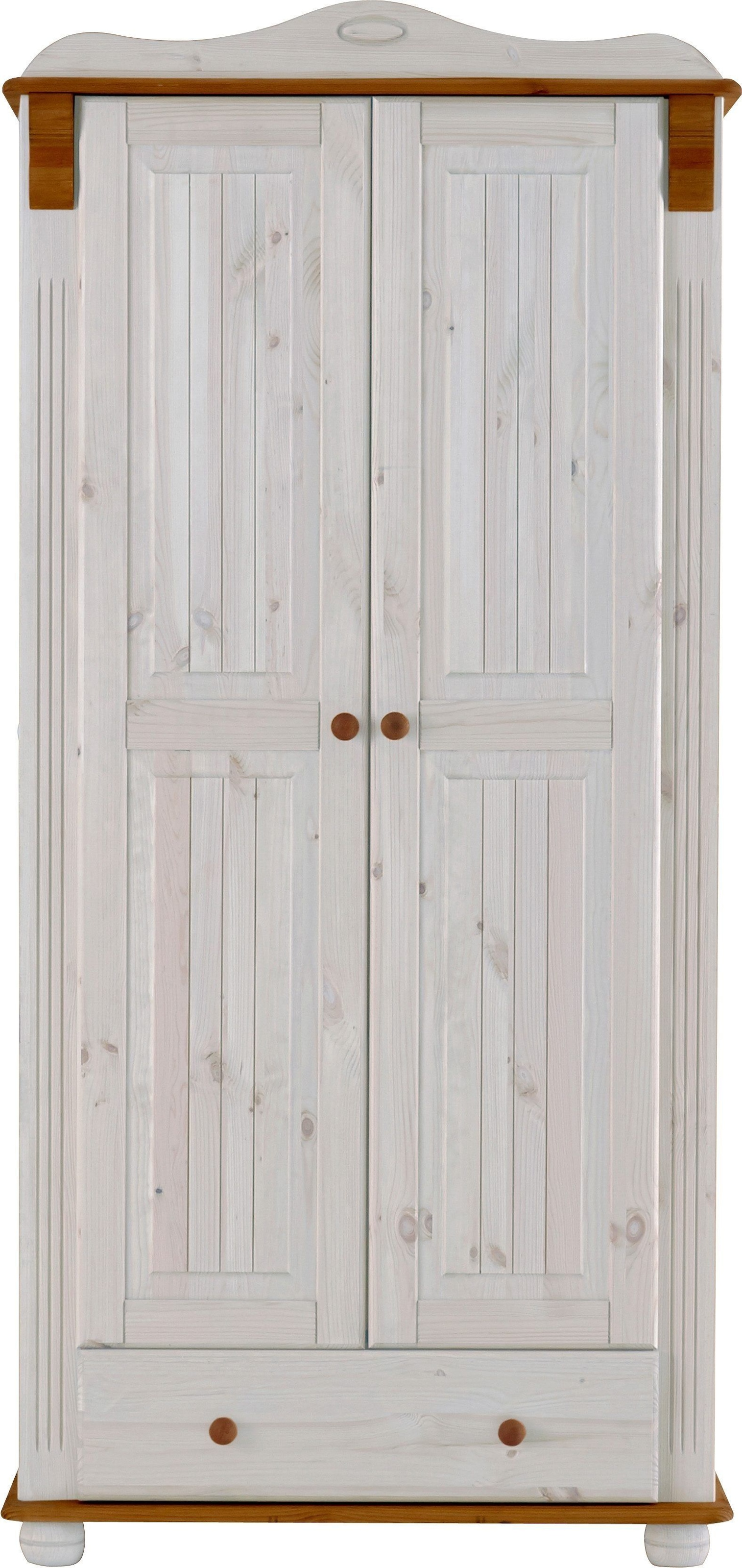 Home affaire Kleiderschrank »Adele«, (4 Breiten: 92/130/169/207 H/T ca. 191/54 cm), aus massiver Kiefer,Spiegel beim 4-und 5-trg.Schrank, Innenausstattung