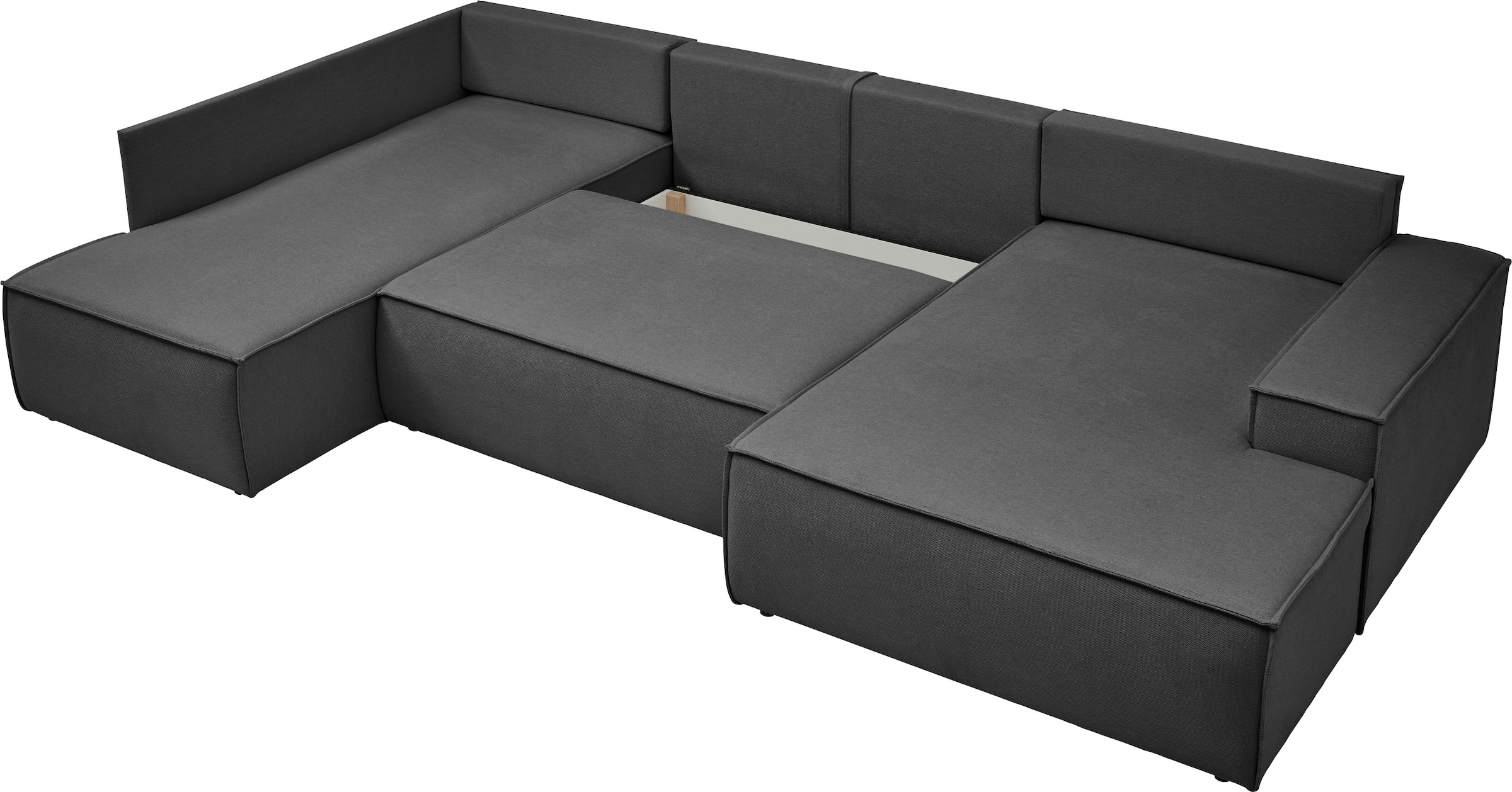 andas Wohnlandschaft »FINNLEY U-Form XXL 329 cm, Schlafsofa, Schlaffunktion m. Bettkasten«, (194/139 cm), Bouclé, Struktur und Cord
