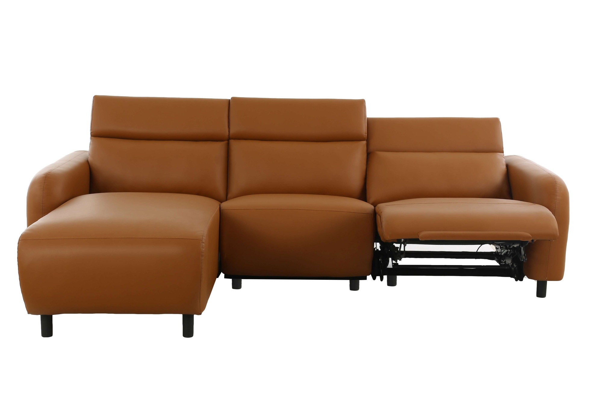 Home affaire Ecksofa »SKAANE Lederoptik, L-Form, 274 cm, manuelle u. elektrische Funktion,«, rundes Design, Kopfteilverstellung, Federkernpolsterung