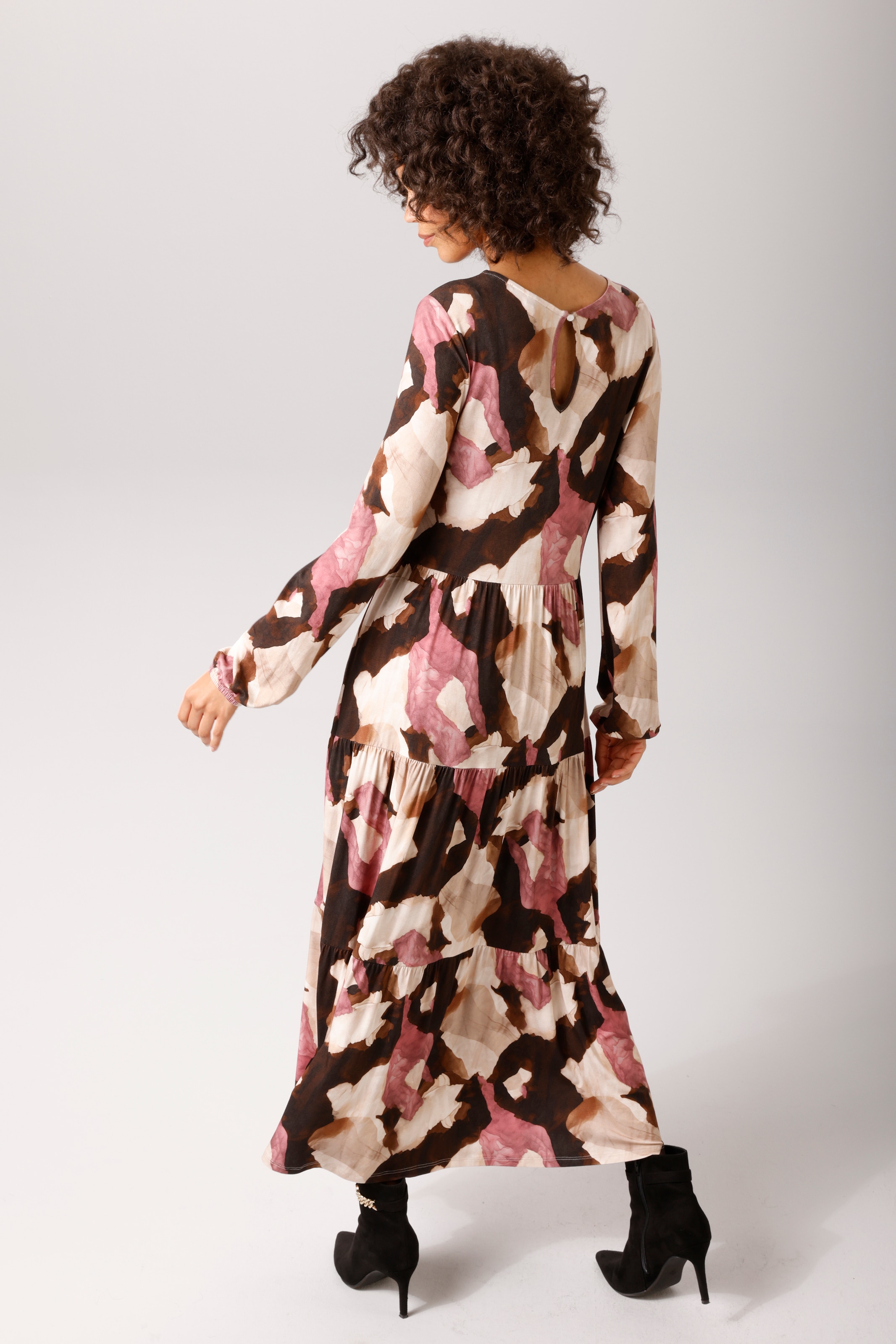 Aniston CASUAL Midikleid mit grafischem Batik-Druck - jedes Teil ein Unikat - NEUE KOLLEKTION