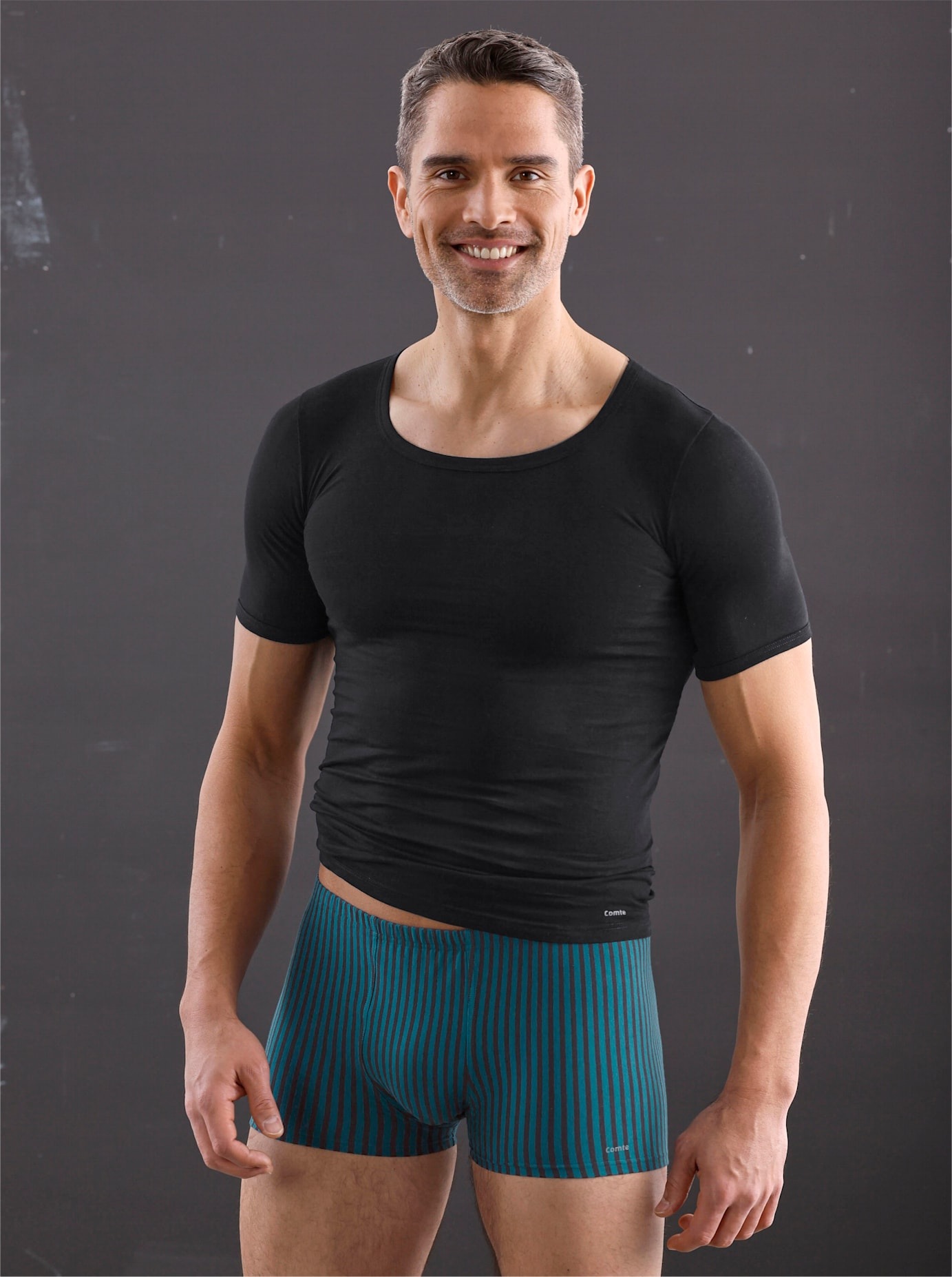 Comte Herren Unterziehshirt 2 Stk. tlg. in schwarz, Größe 10