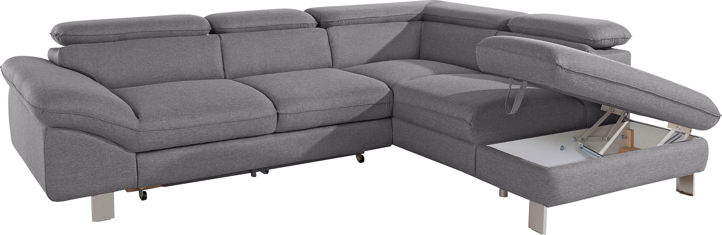COTTA Polstergarnitur »Driver L-Form«, (Set, 2 tlg.), Set bestehend aus: Ecksofa mit Kopfteilverstellung & Hocker