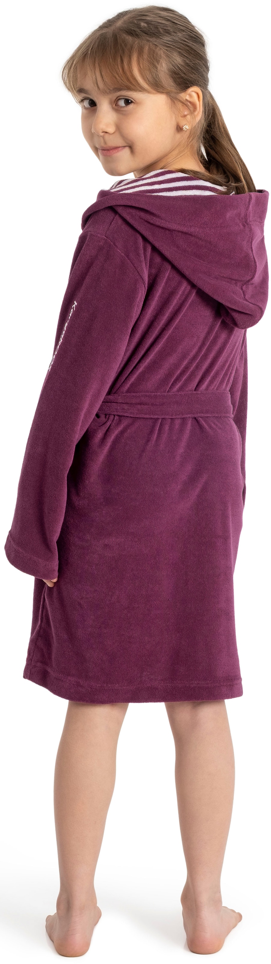KangaROOS Kinderbademantel »Dalia, Ideal für Zuhause, Schwimmbad oder im Urlaub« 1 Stk. Uni-Farben mit Streifen