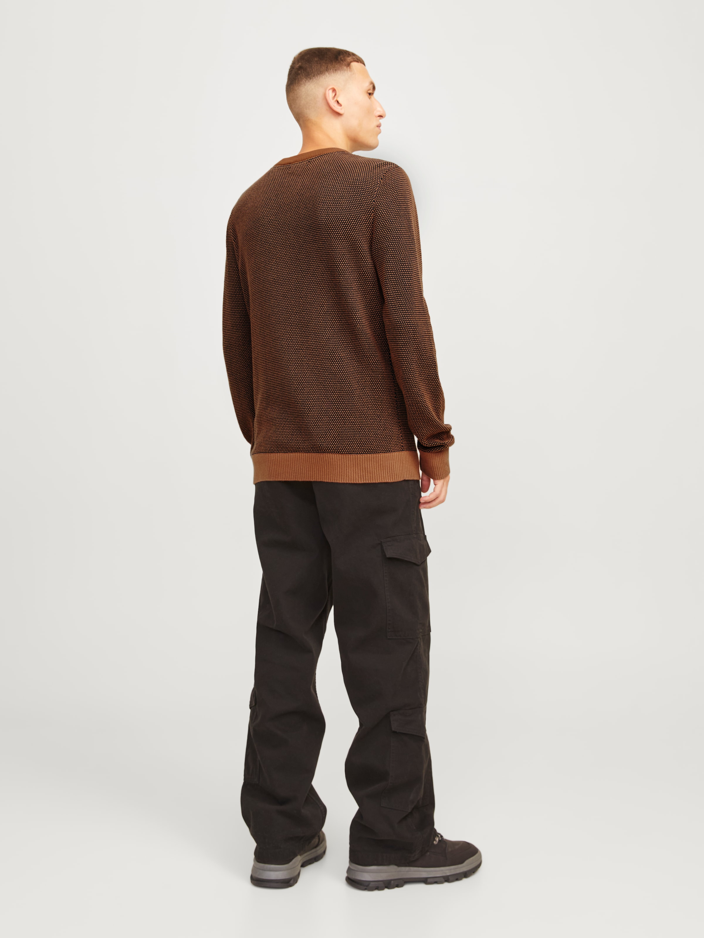 Jack & Jones Rundhalspullover »JJEGLOBE KNIT CREW NECK NOOS«, in Strick Optik