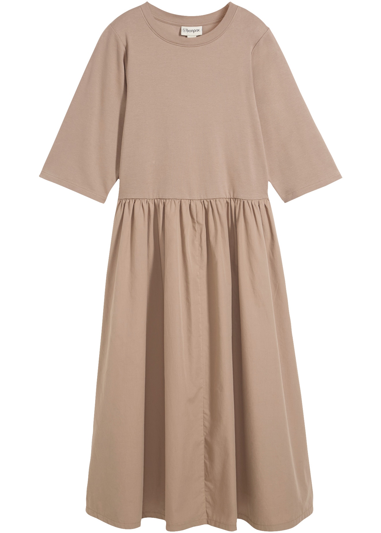 bonprix Midikleid aus Baumwolle, A-Linien-Passform, Kurzarm-Design, Midilänge