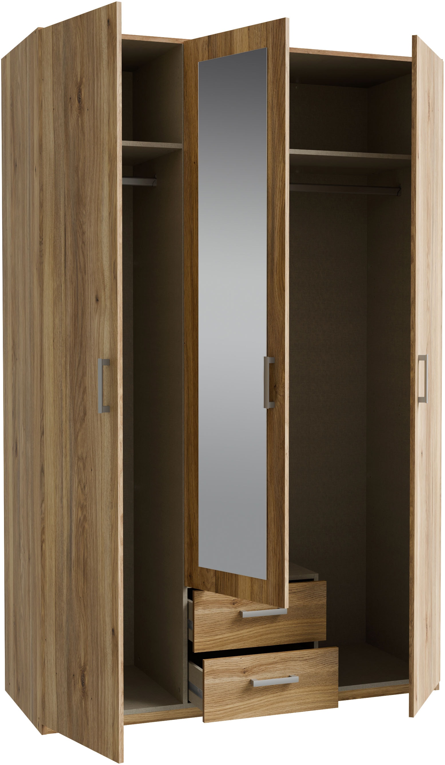 FORTE Drehtürenschrank, Drehtürenschrank, Spiegel, Stauraum, 2 Schubladen