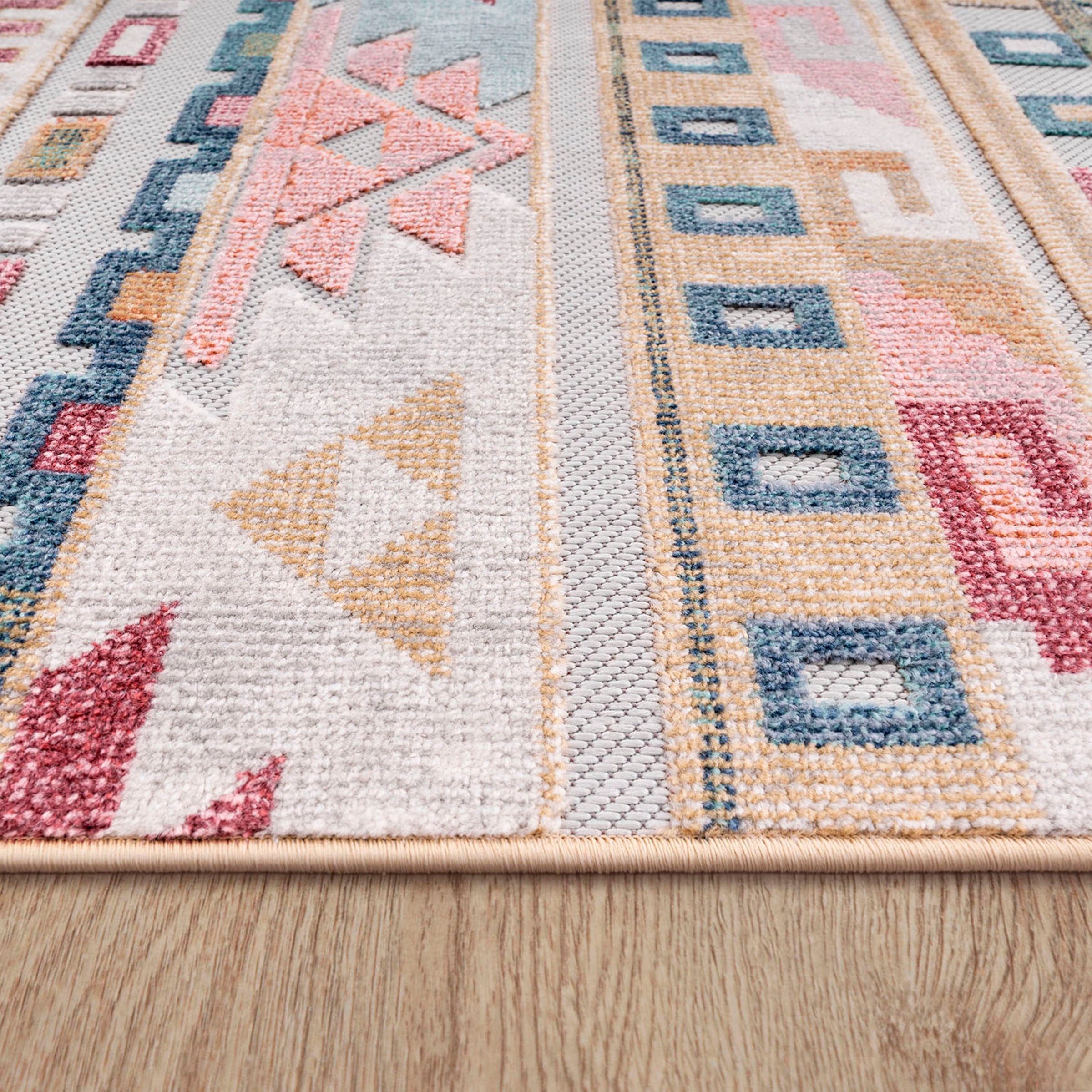 Paco Home Teppich »Fusion 763«, rechteckig, 10 mm Höhe, Kurzflor, gestreift, Ethno, In- und Outdoor geeignet, Wohnzimmer