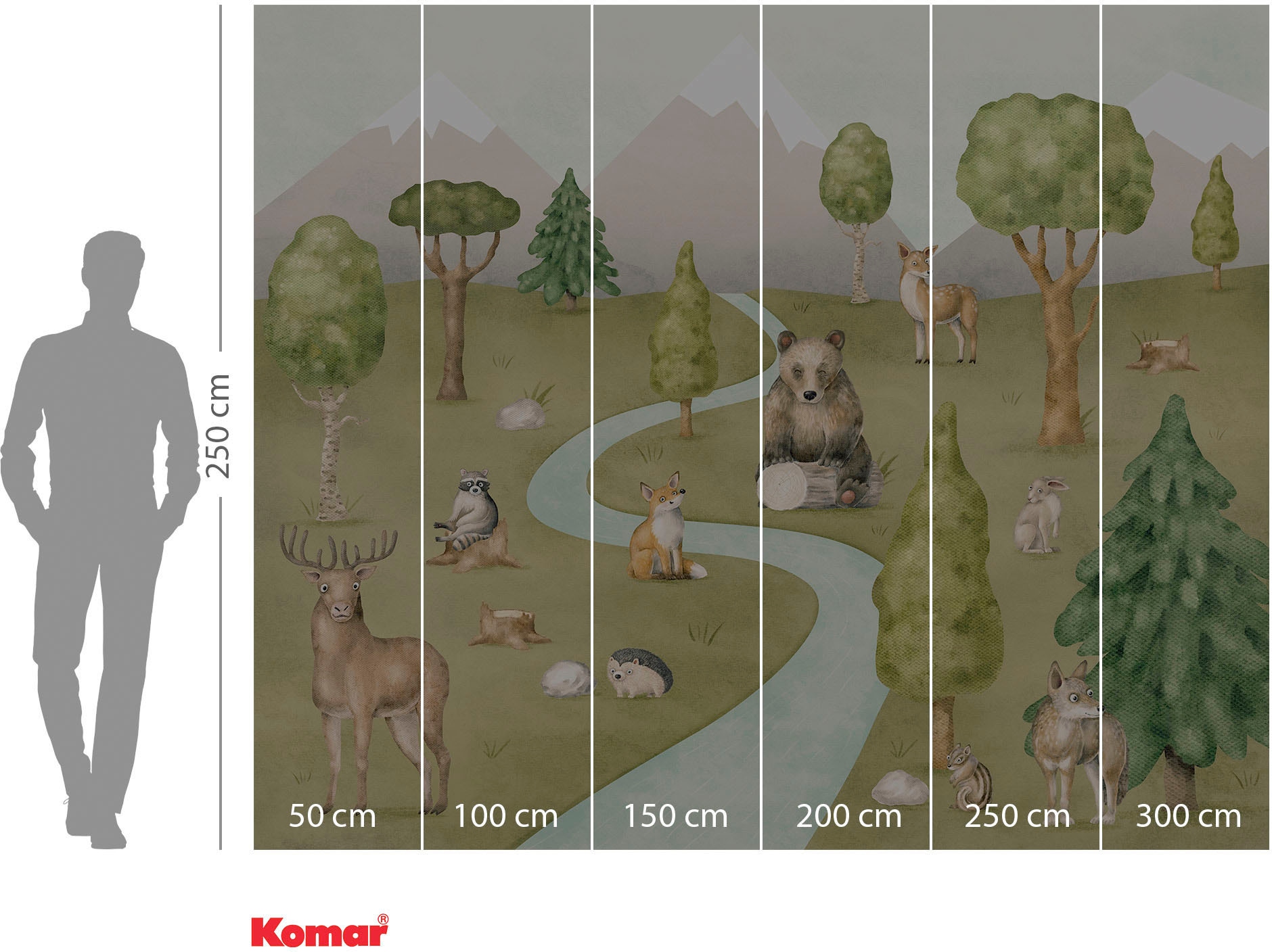 Komar Fototapete »Digitaldruck Vlies - Neighbor-wood Meetings - Größe 300 x 250 cm«, bedruckt, Wohnzimmer, Schlafzimmer