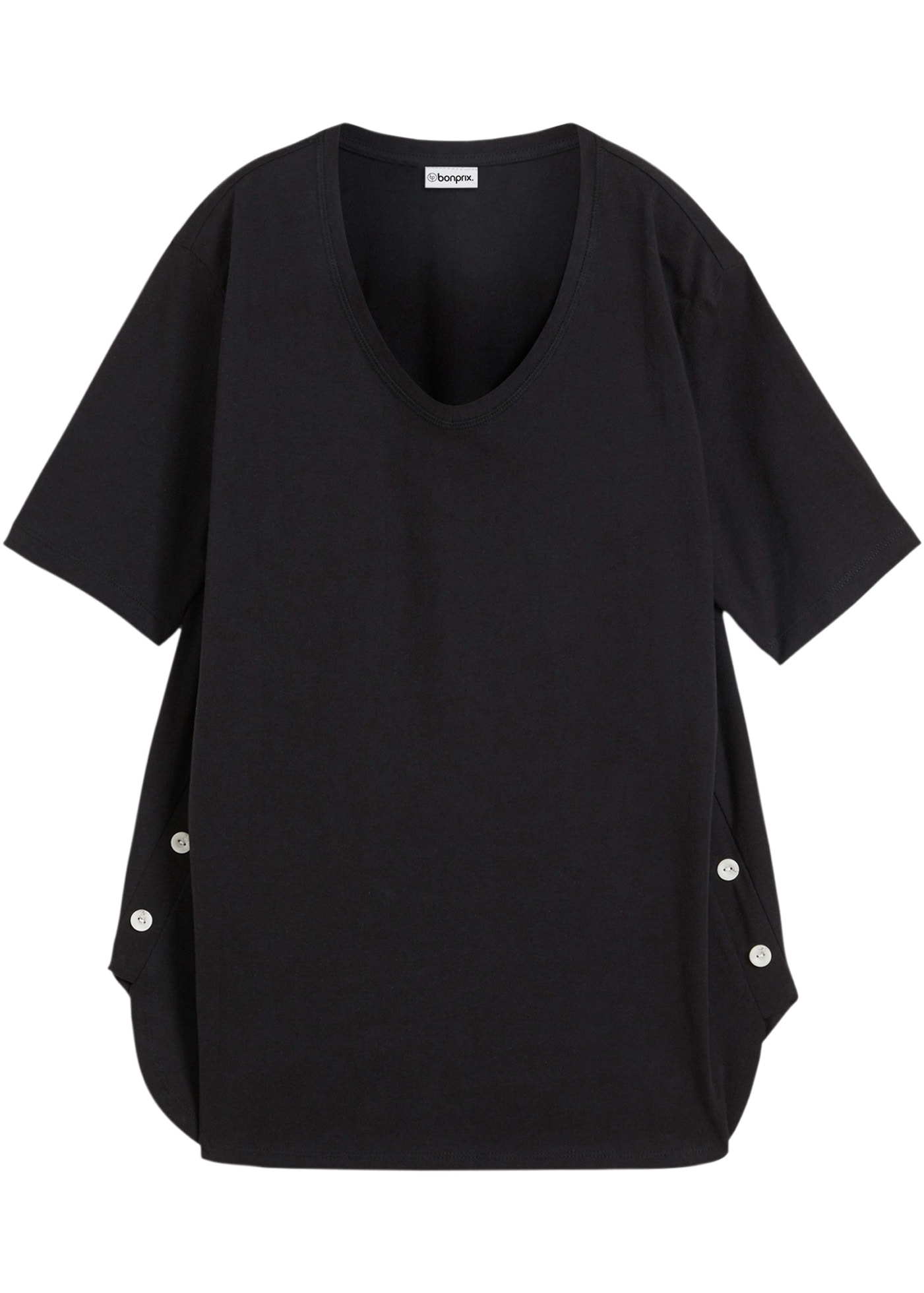 bonprix T-Shirt Oversize-Passform, Halbarm, mit tollem Knopfdetail